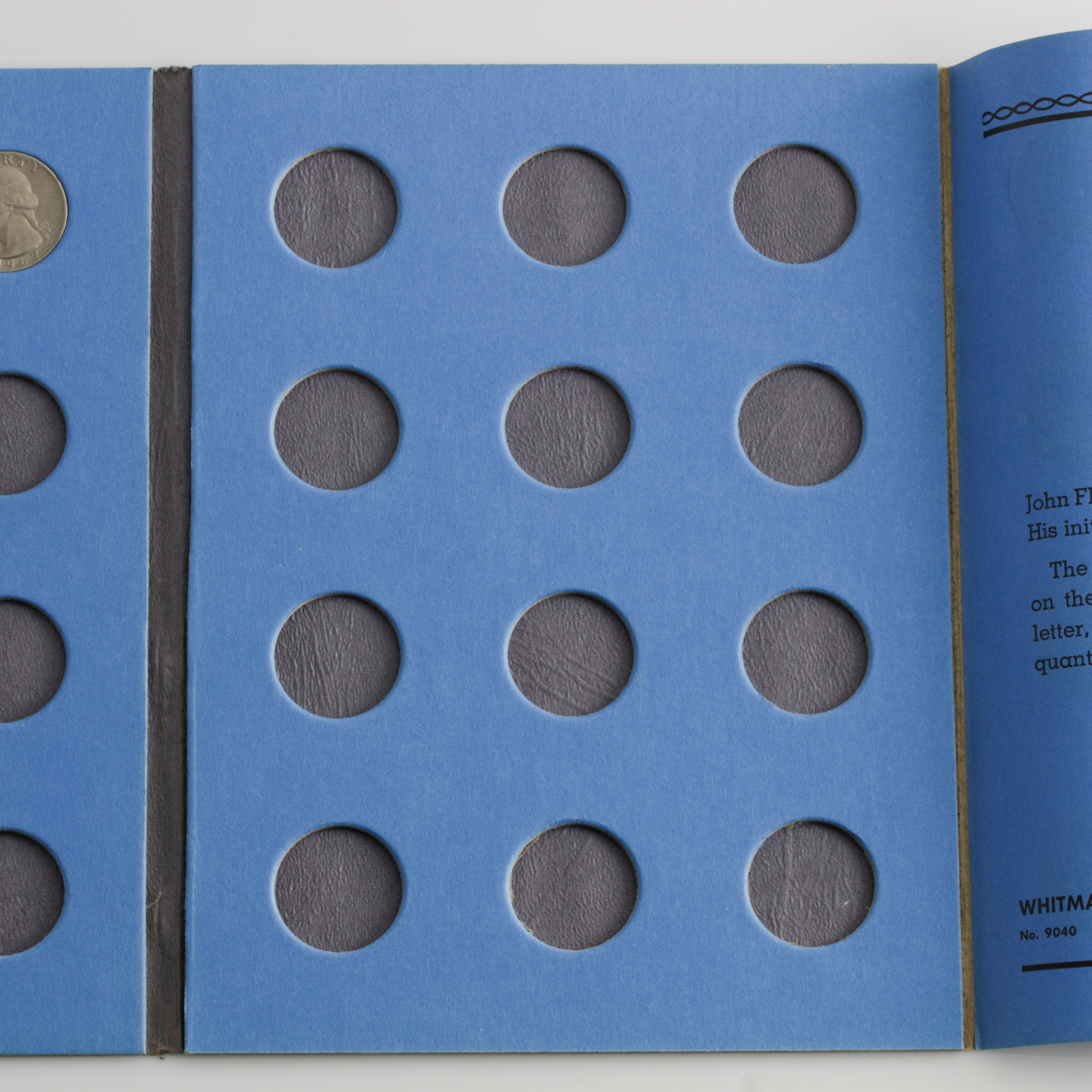 Group of 10 George Washington Silver Quarters in a Whitman Coin Folder Ranging in Age from 1960 to 1964