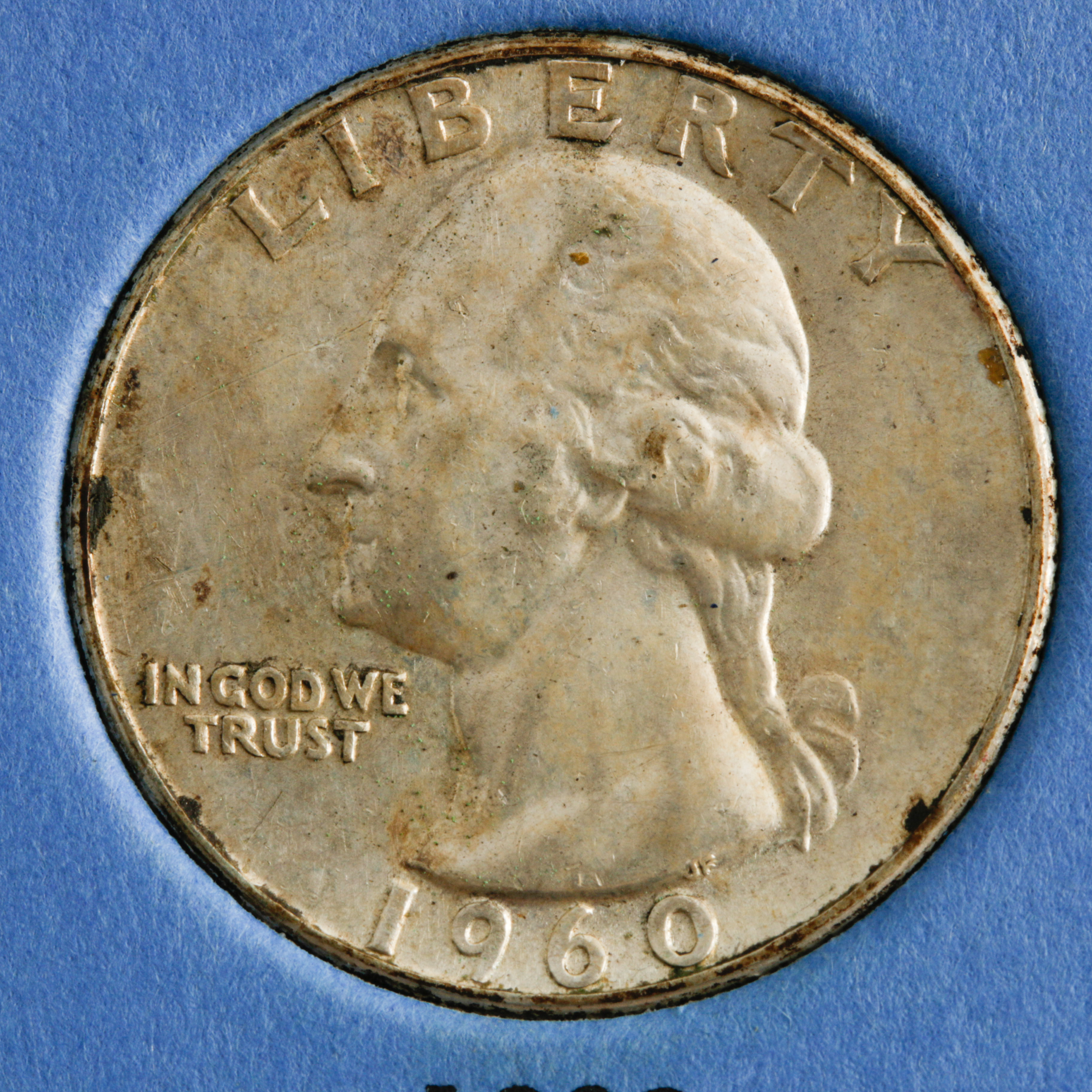 Group of 10 George Washington Silver Quarters in a Whitman Coin Folder Ranging in Age from 1960 to 1964