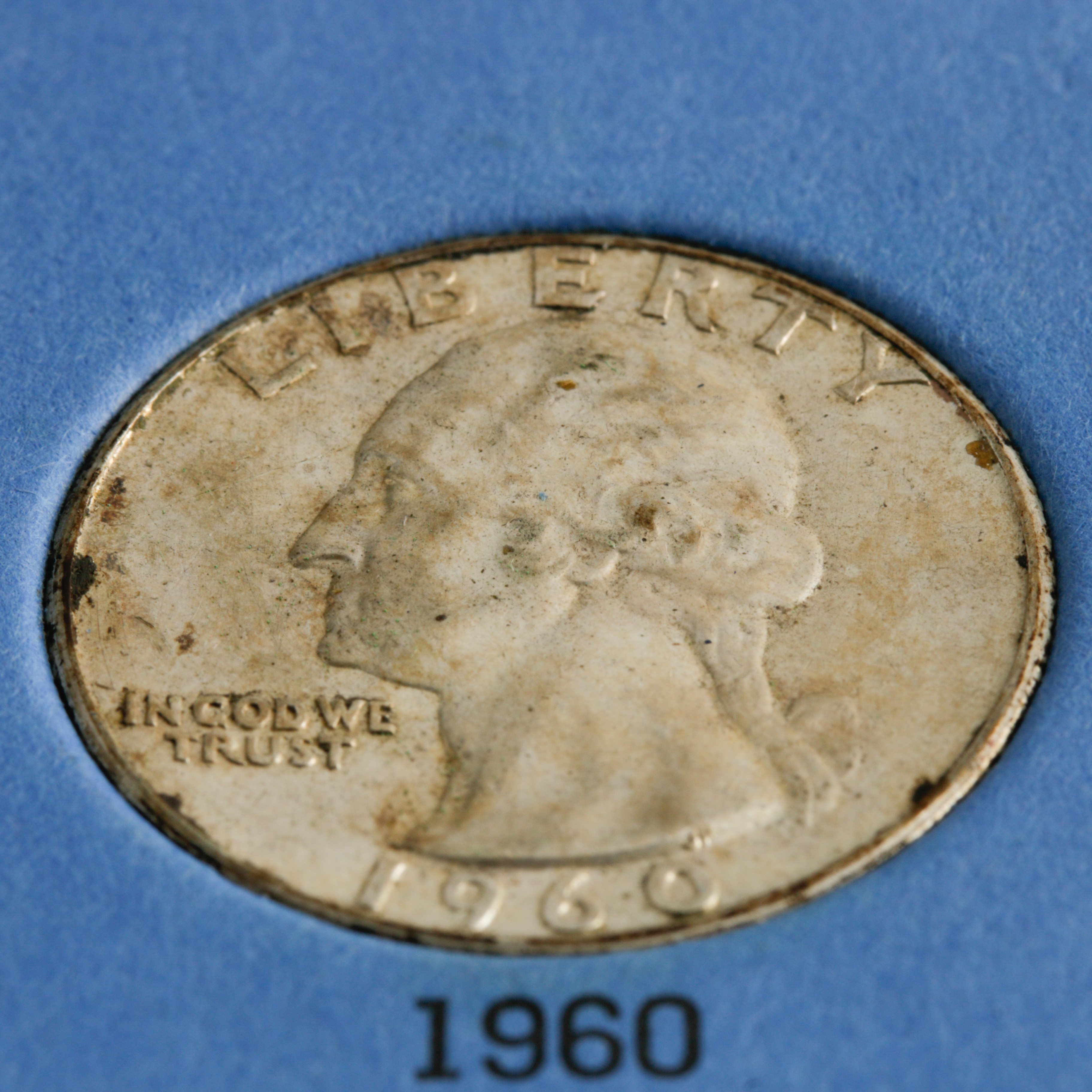 Group of 10 George Washington Silver Quarters in a Whitman Coin Folder Ranging in Age from 1960 to 1964