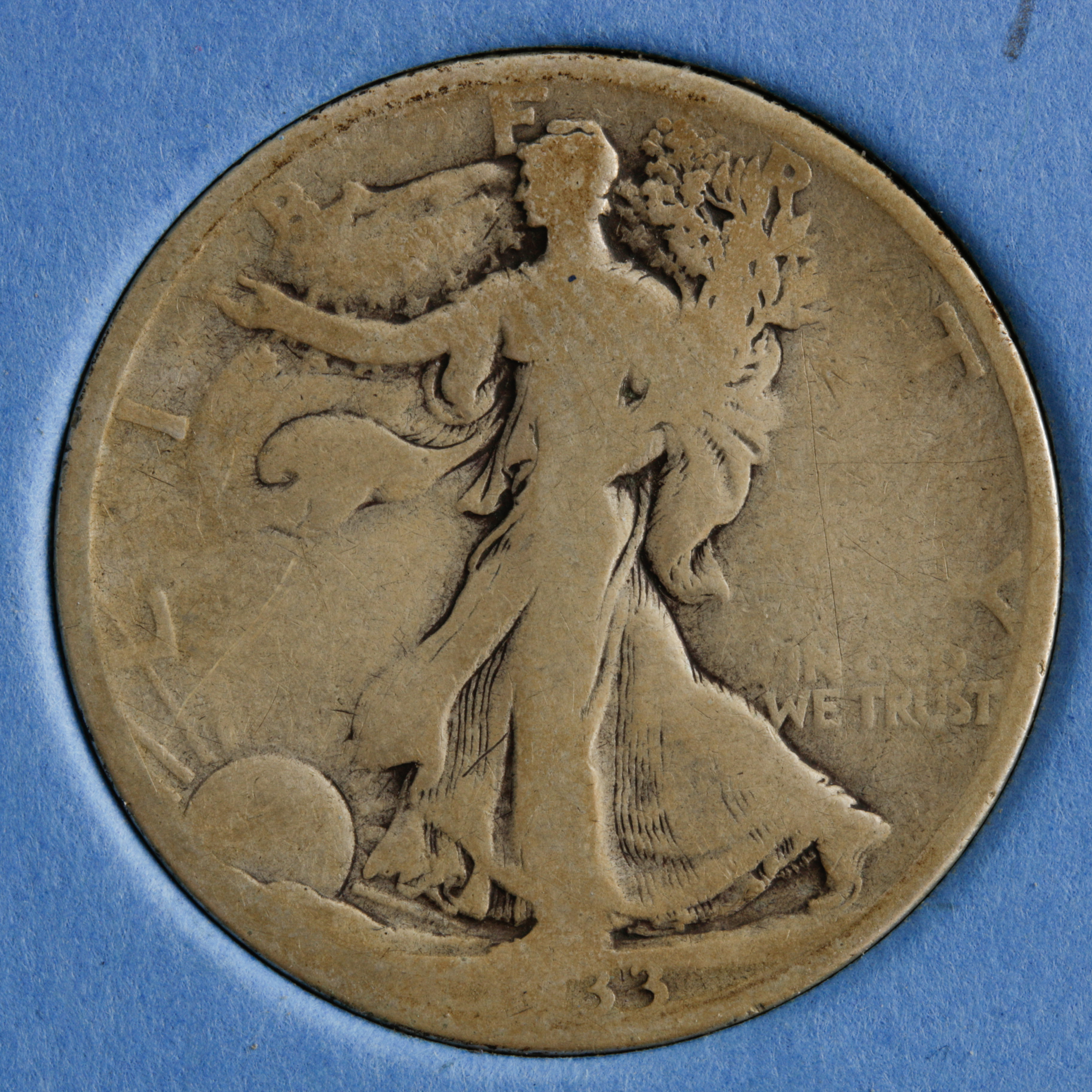 Group of 14 Walking Liberty Silver Half Dollars in a Whitman Coin Folder Ranging in Age from 1917 to 1936