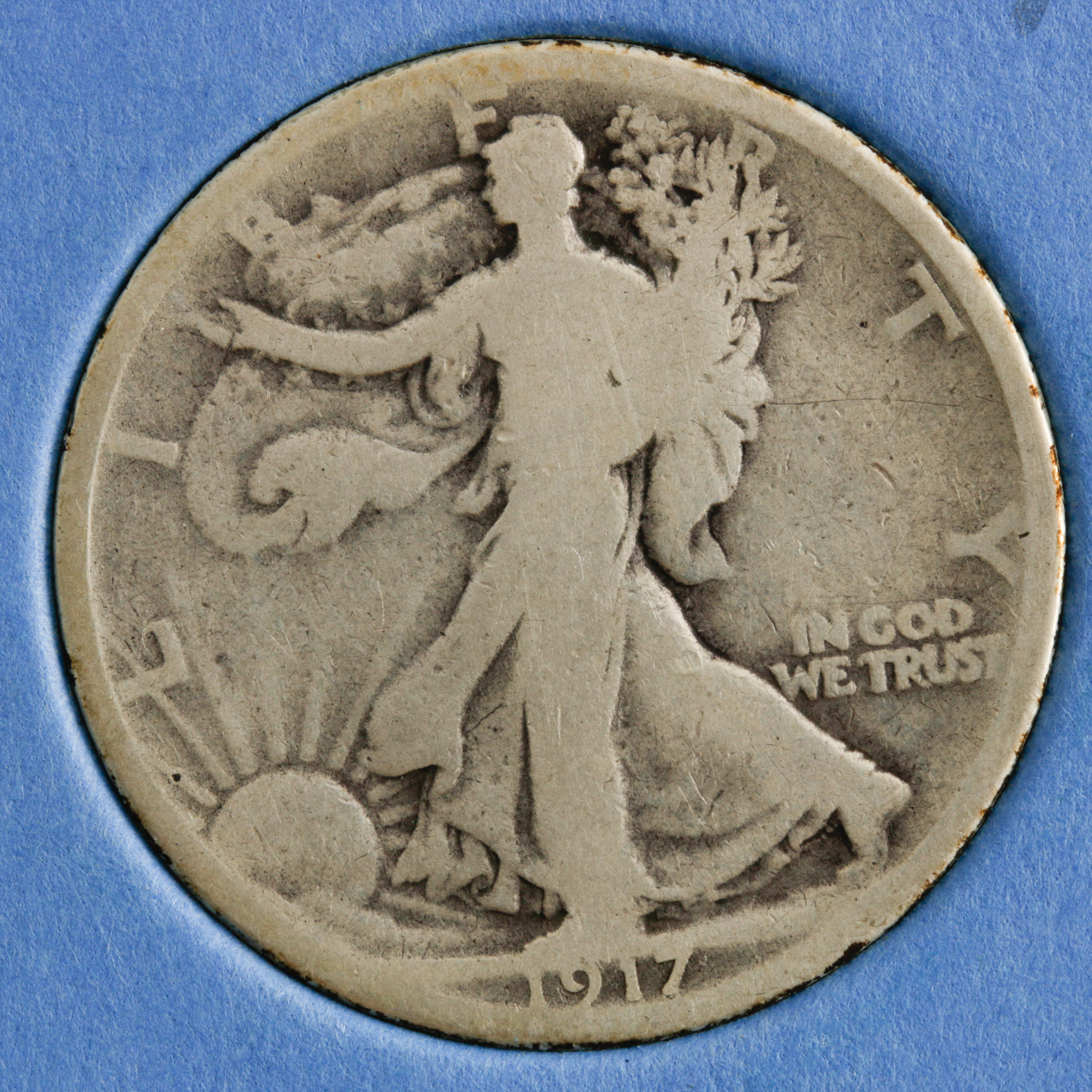 Group of 14 Walking Liberty Silver Half Dollars in a Whitman Coin Folder Ranging in Age from 1917 to 1936