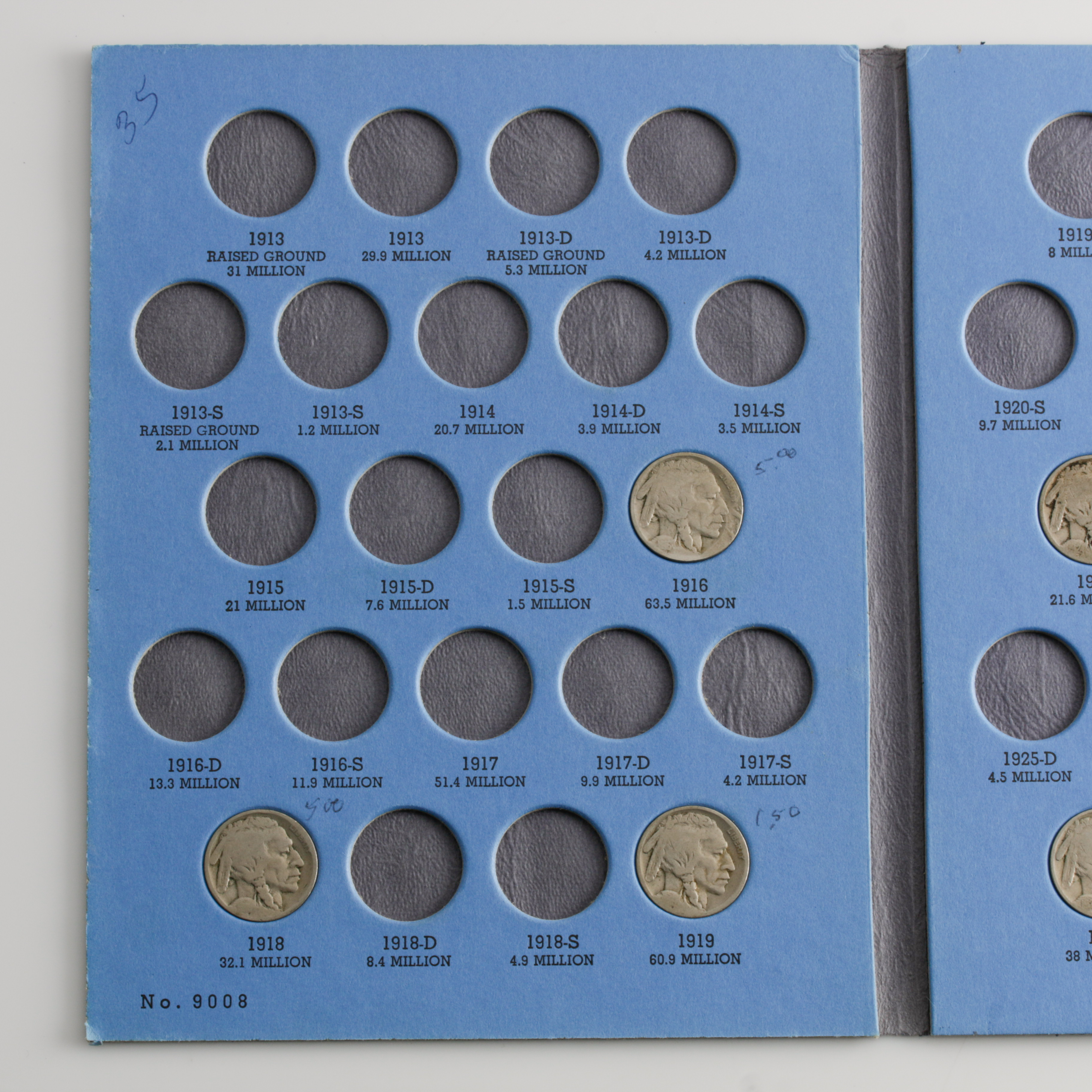 Group of 32 American Nickels in a Whitman Coin Folder Ranging in Age from 1897 to 1938