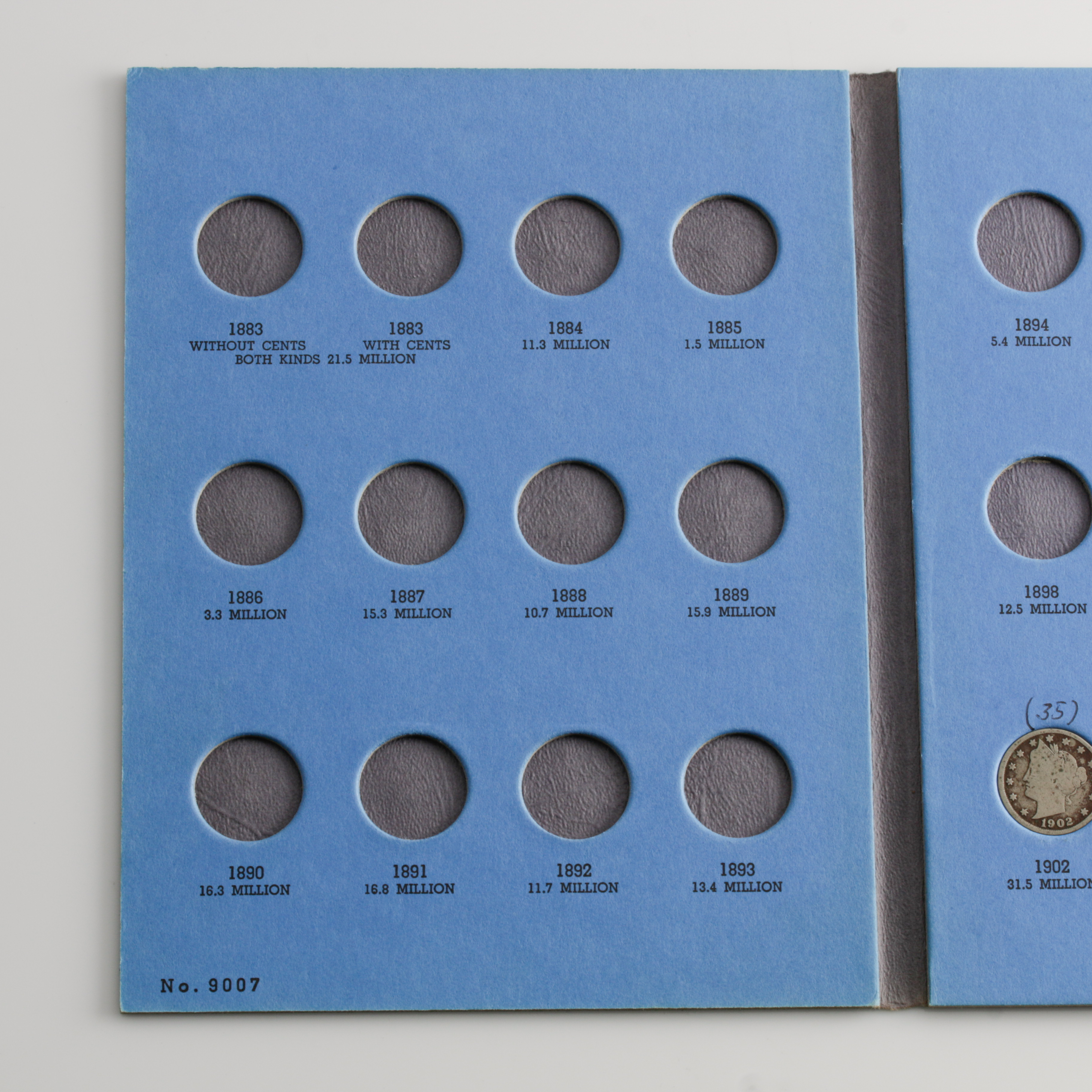 Group of 32 American Nickels in a Whitman Coin Folder Ranging in Age from 1897 to 1938