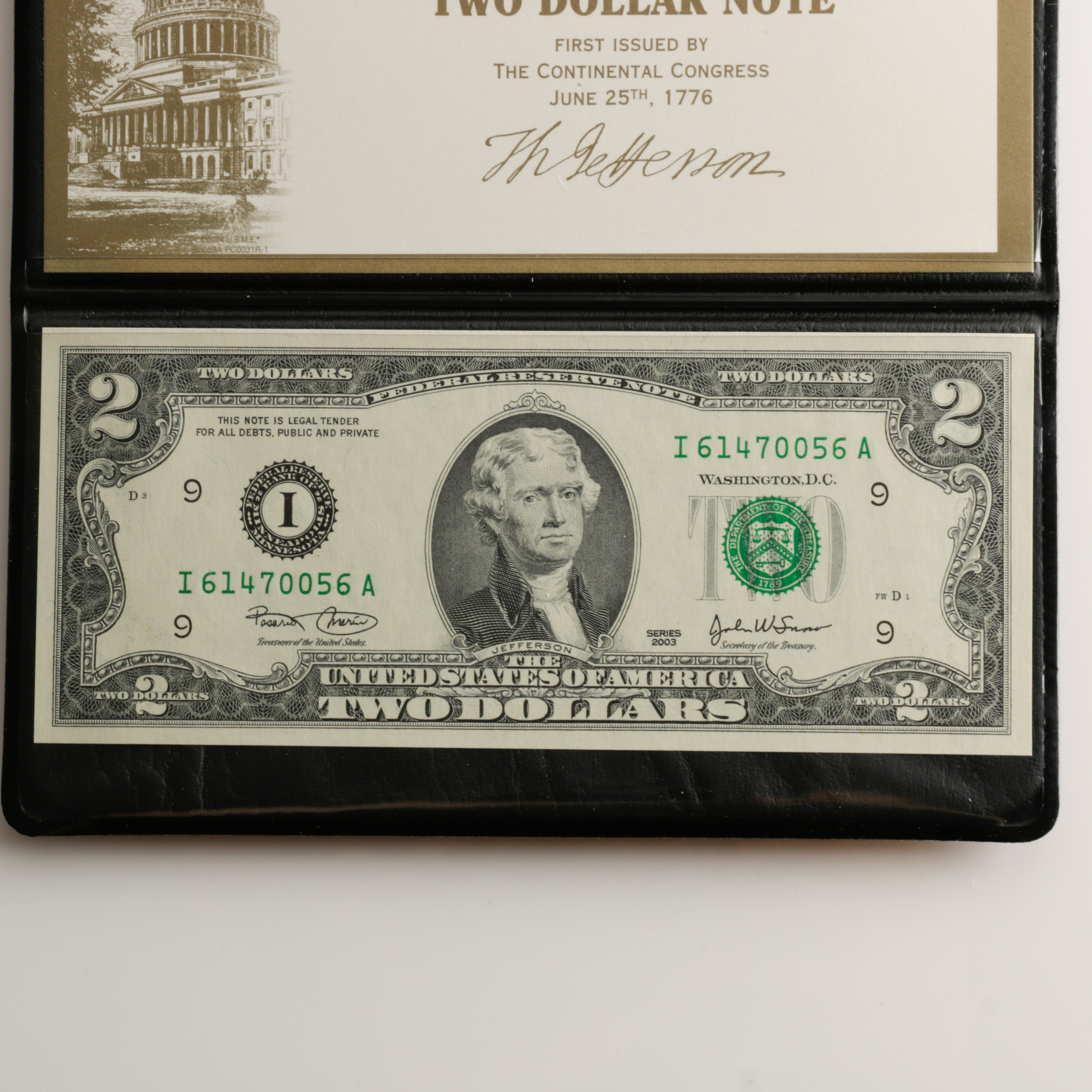 Sixty-Seven Series 2003 Two-Dollar Federal Reserve Notes