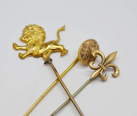Five Antique Gold Filled Stick Pins