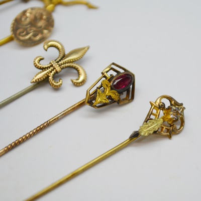 Five Antique Gold Filled Stick Pins