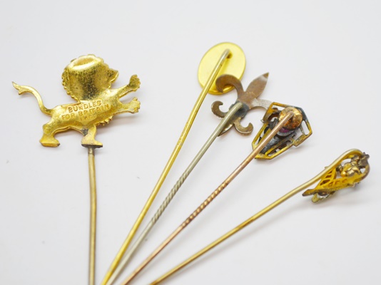 Five Antique Gold Filled Stick Pins