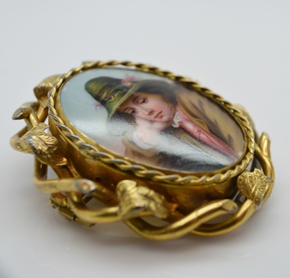 Antique Victorian Gold Filled Portrait Brooch