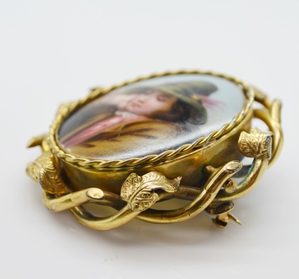 Antique Victorian Gold Filled Portrait Brooch