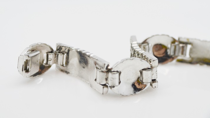 Art Deco Silver Tone Rhinestone Bracelet