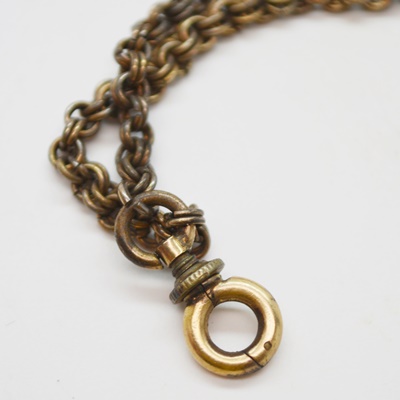 Victorian Gold Filled and Gold Plate Watch Chain With Slide and Brooch
