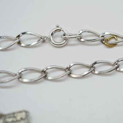 Eleven Sterling Silver Travel Charms and Charm Bracelet