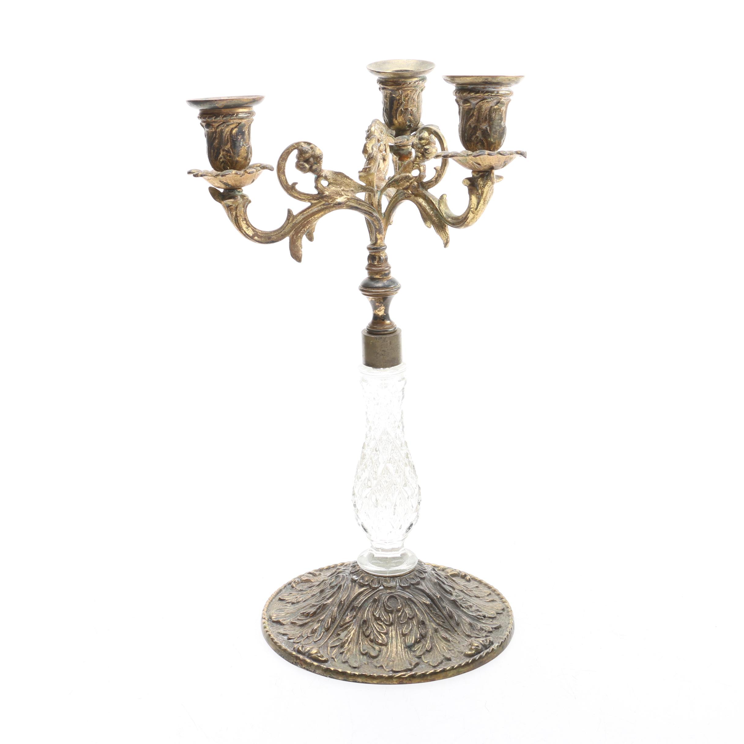 Brass and Glass Candelabra