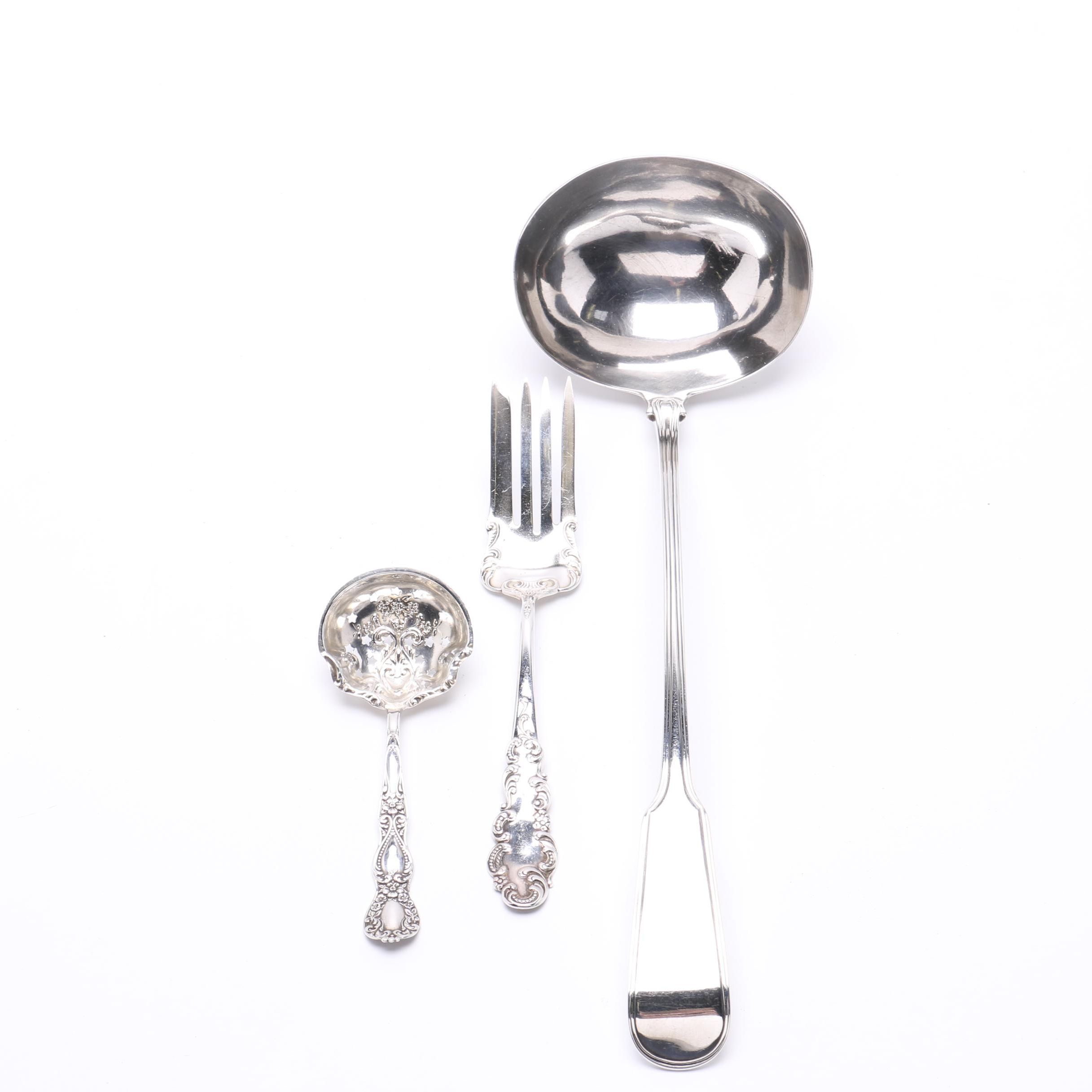 1799 London Sterling Ladle and Two American Sterling Serving Utensils