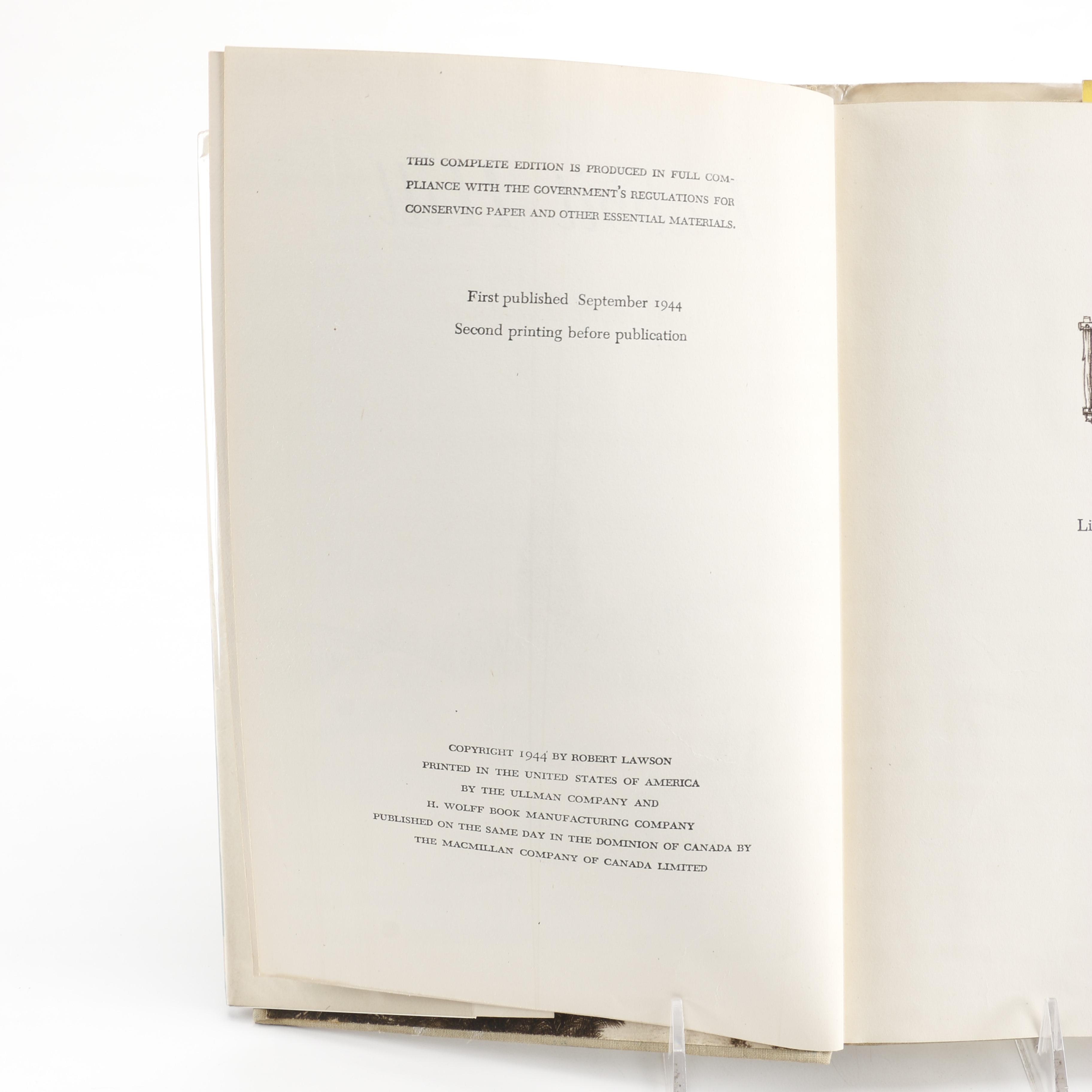 1944 Second Printing "Rabbit Hill" by Robert Lawson