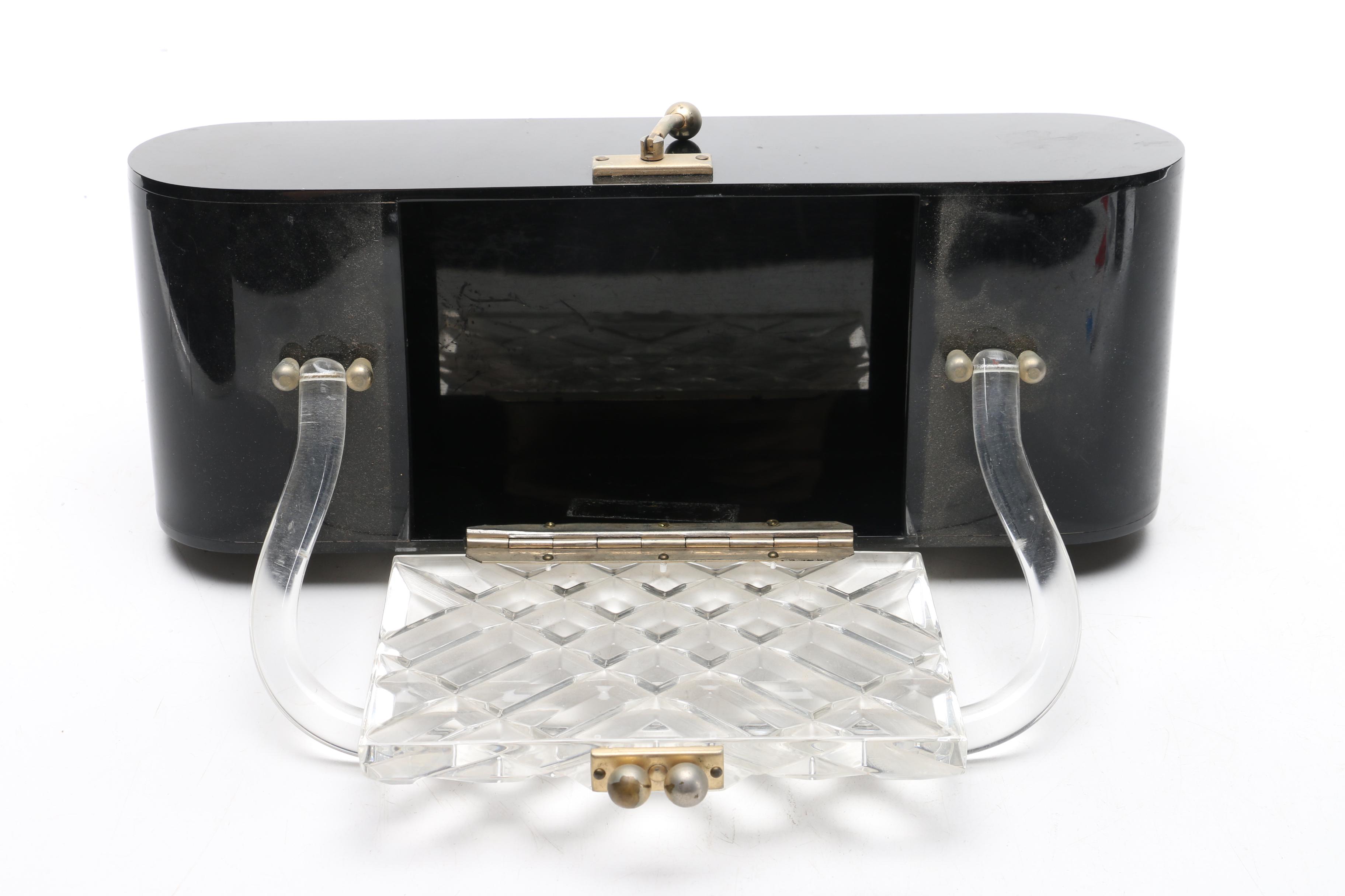 Vintage Black Acrylic and Lucite Handbag