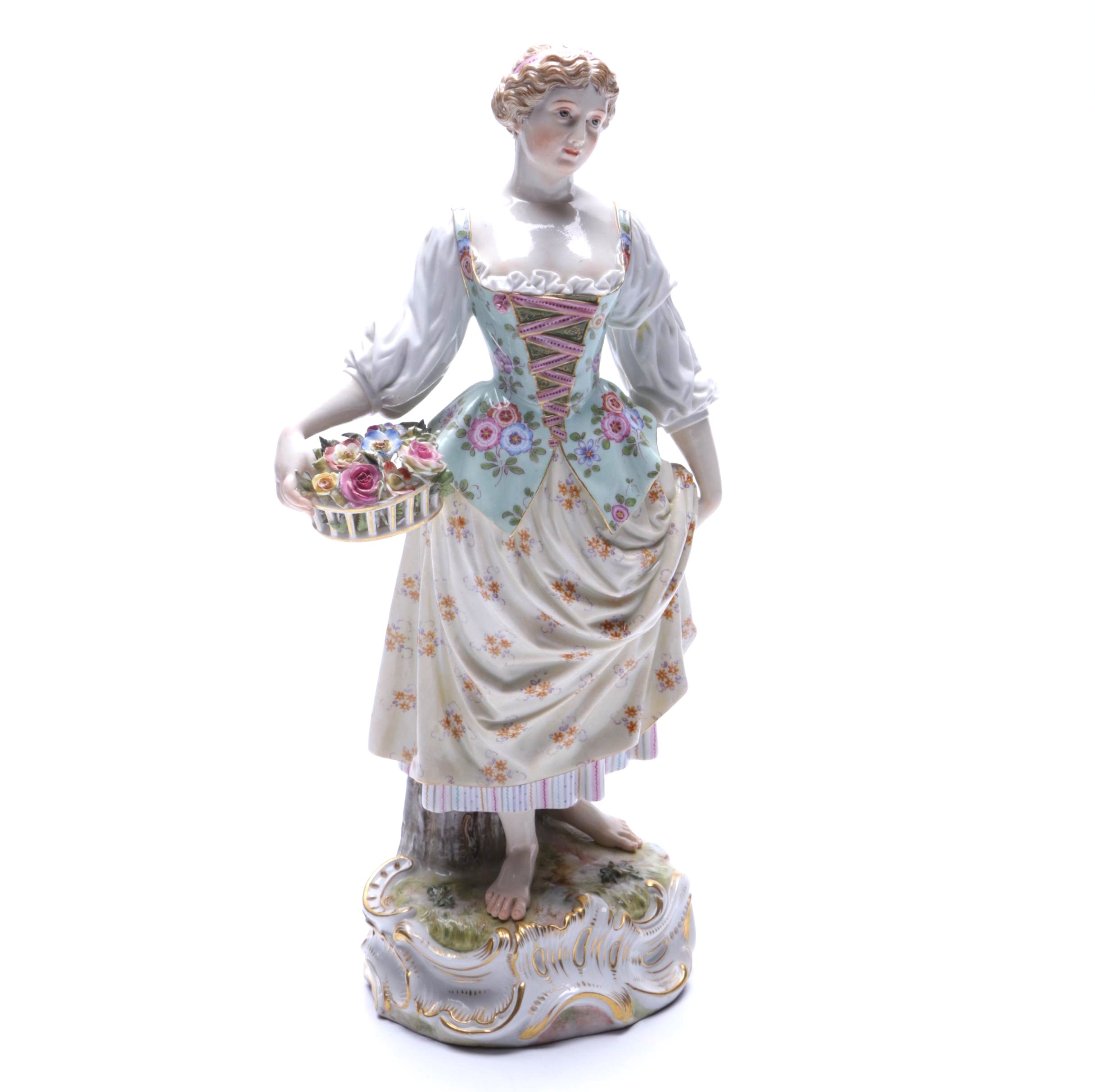 Reproduction Meissen Porcelain Female Sculpture