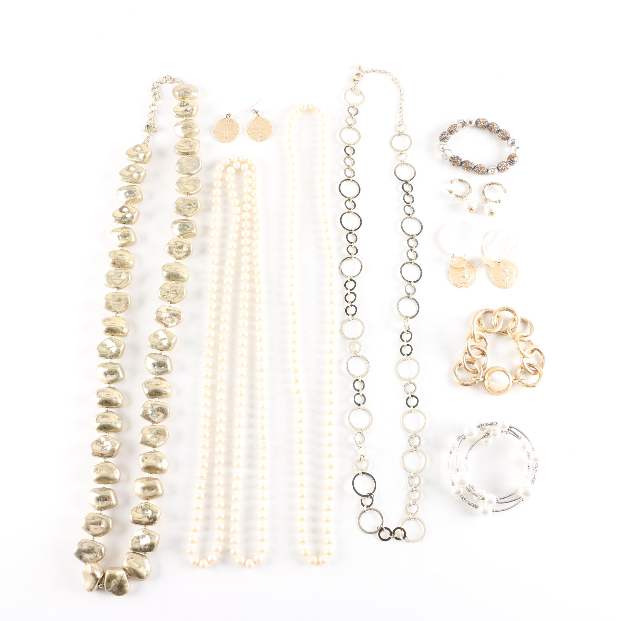 Assorted Gold Tone Jewelry Including Chico's