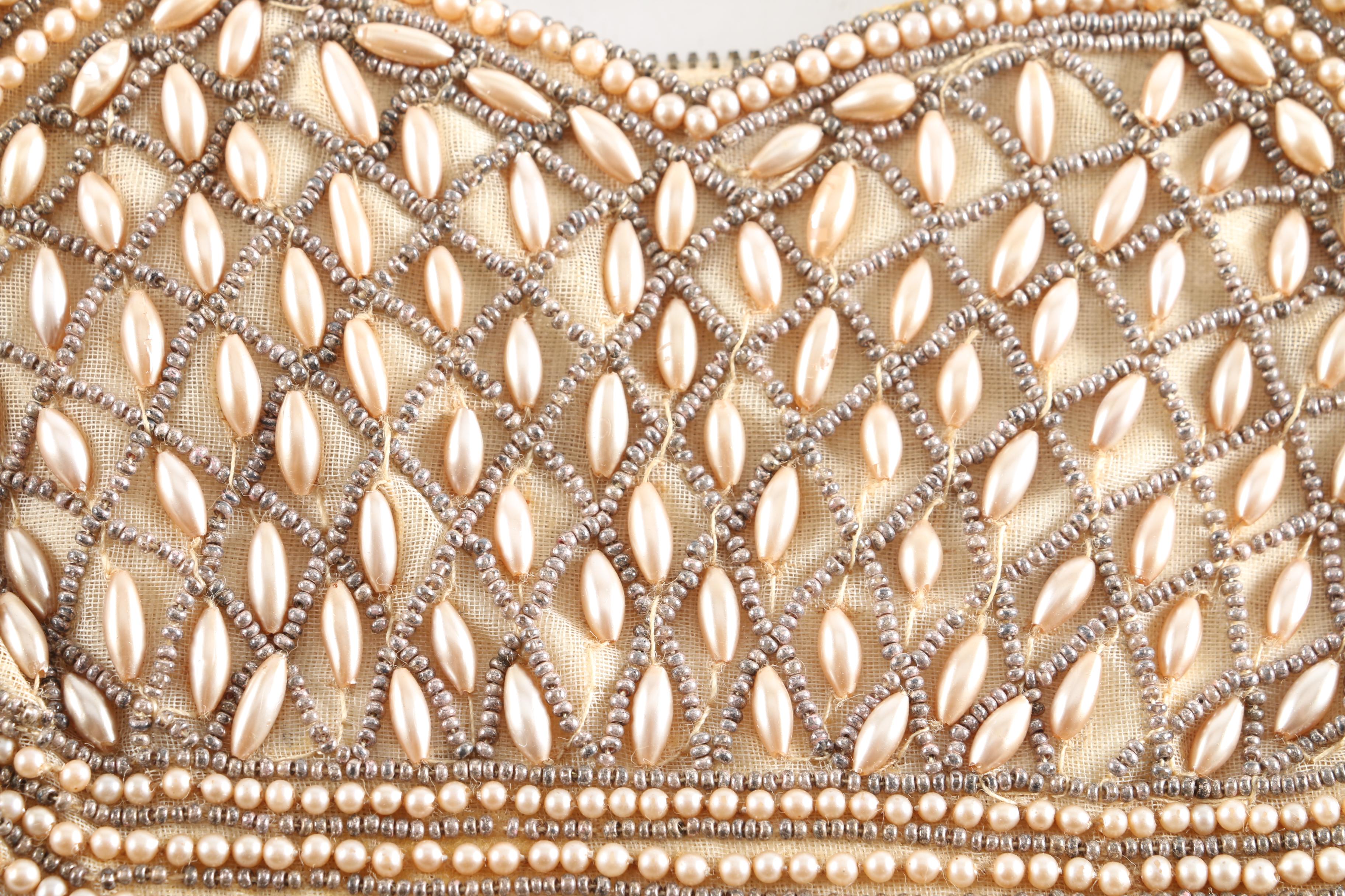 Faux Pearl and Seed Bead Clutch Purse