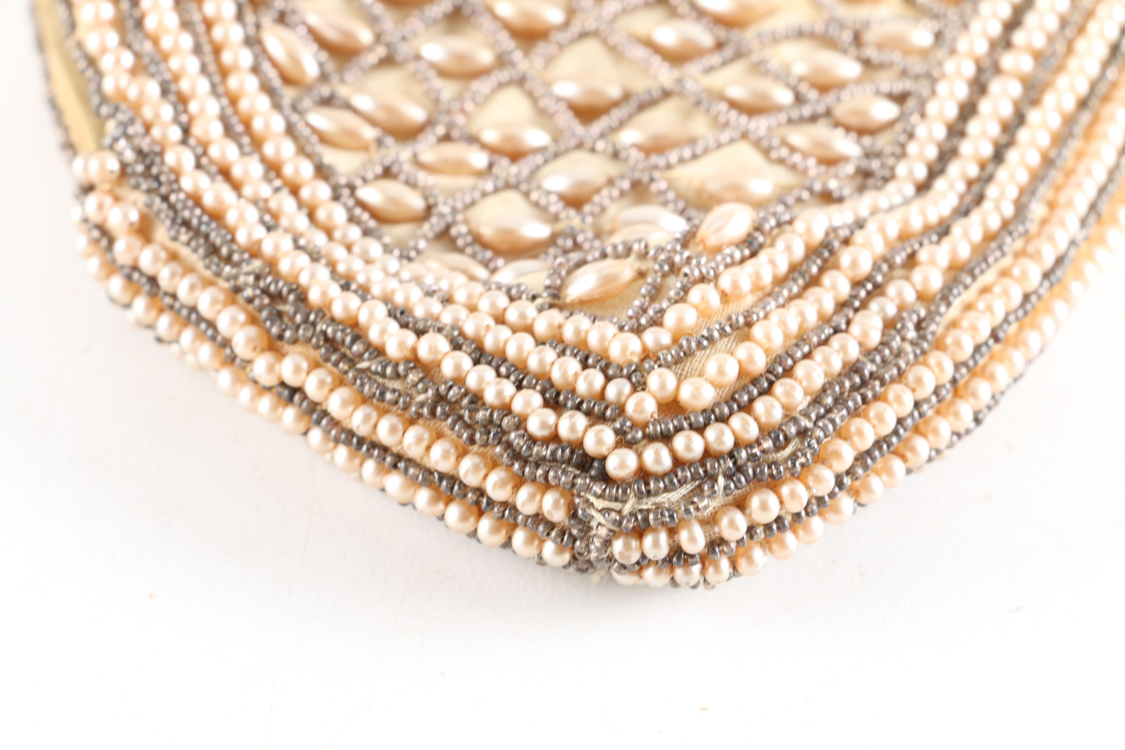 Faux Pearl and Seed Bead Clutch Purse