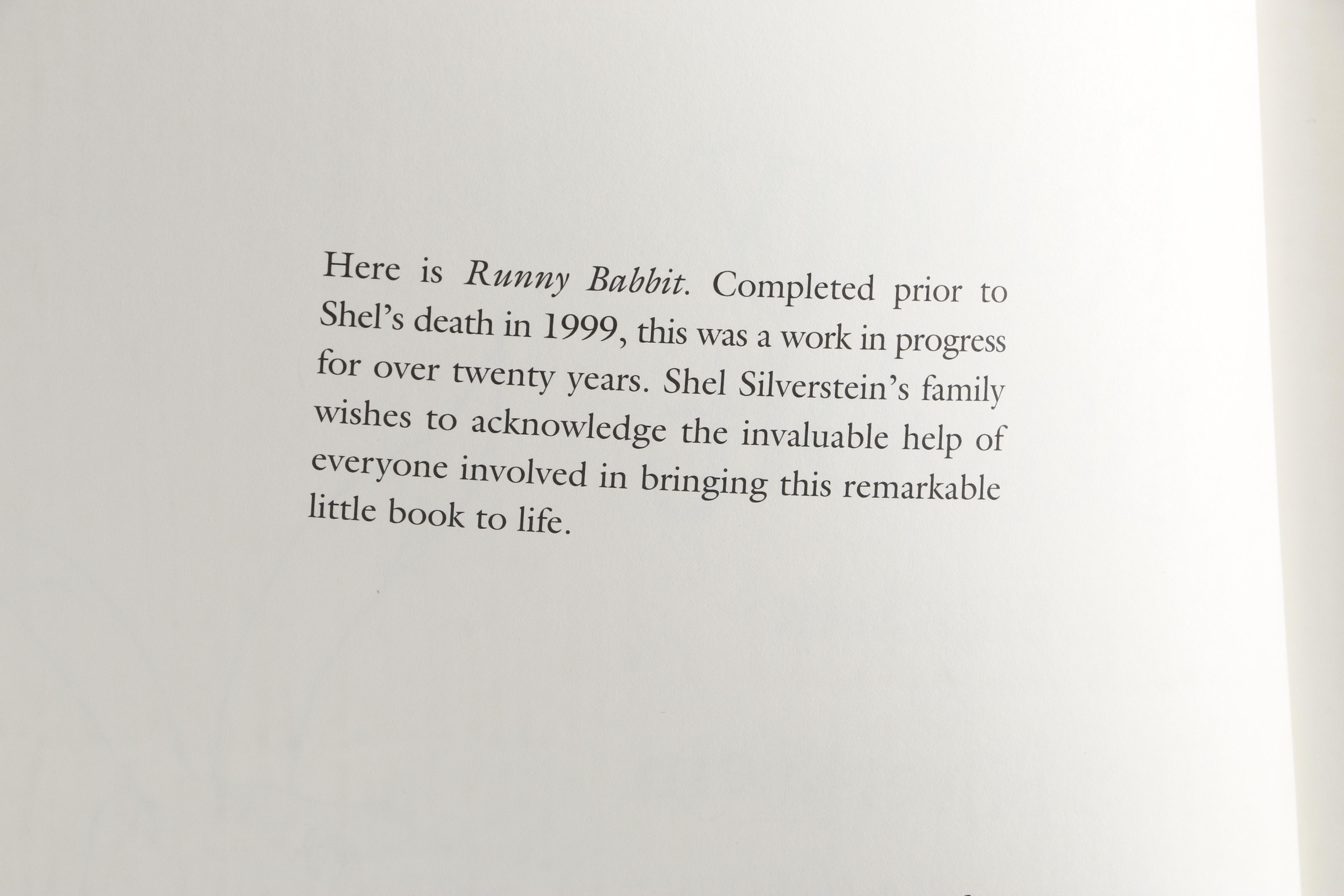 Shel Silverstein Books Including 2005 First Edition "Runny Babbit"