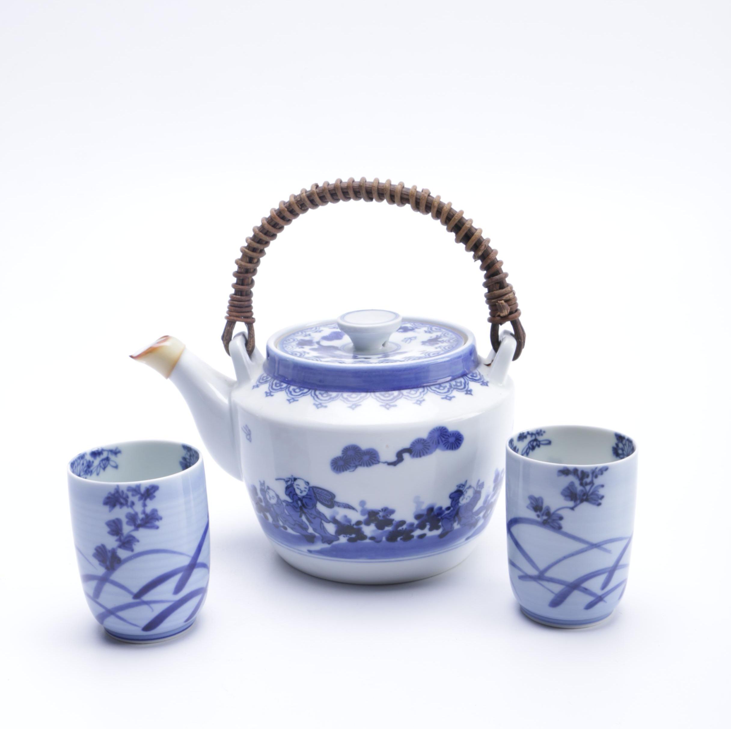 Vintage Porcelain Japanese Teapot and Cups