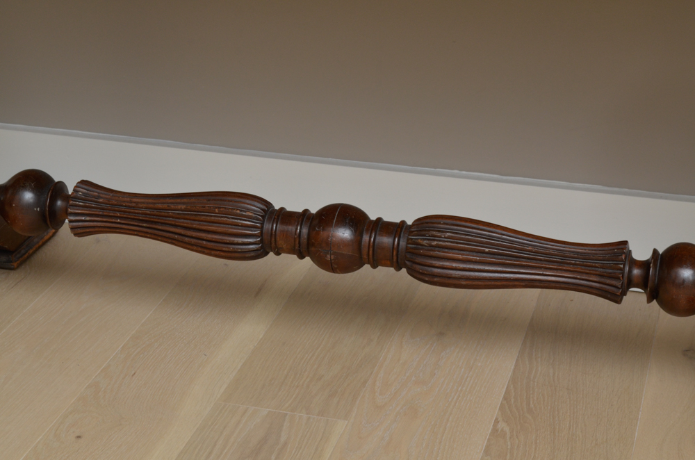 Vintage Jacobean Style Walnut Library Table With Parquetry Top