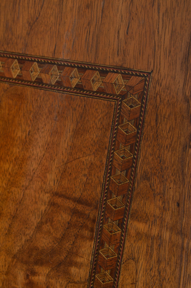 Vintage Jacobean Style Walnut Library Table With Parquetry Top