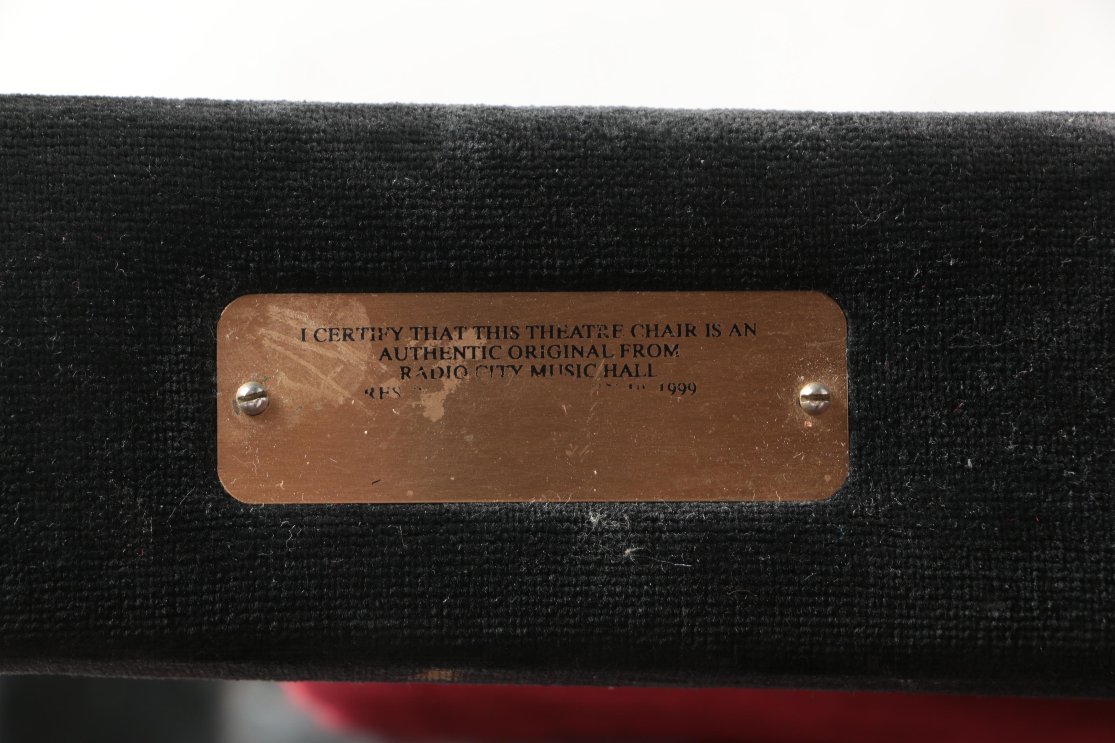 Pair of Radio City Music Hall Theater Seats