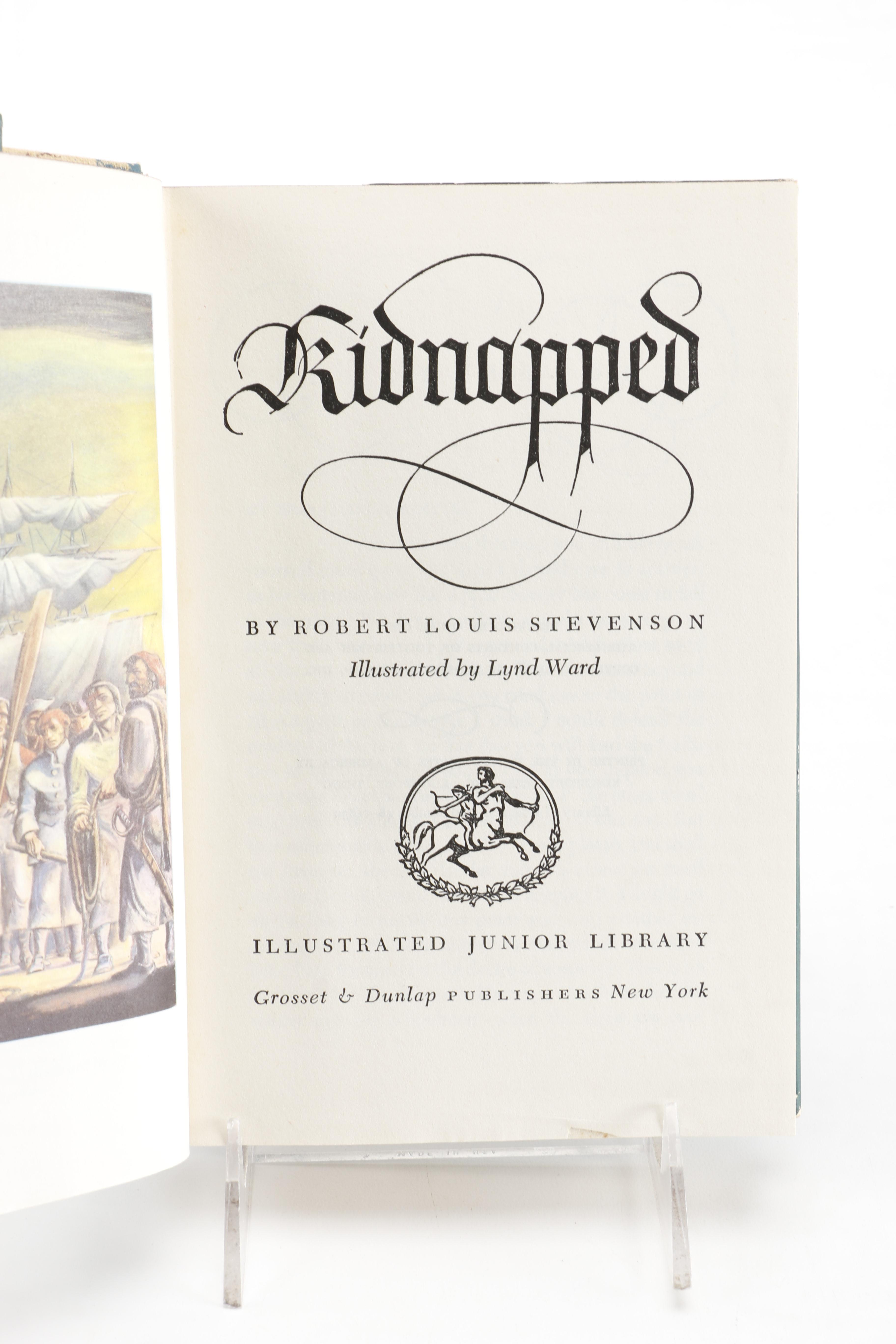 Collection of Children's Adventure Books including "Kidnapped" by Robert Louis Stevenson