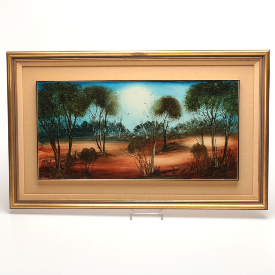 Pro Hart Original Oil on Panel of Australian Landscape