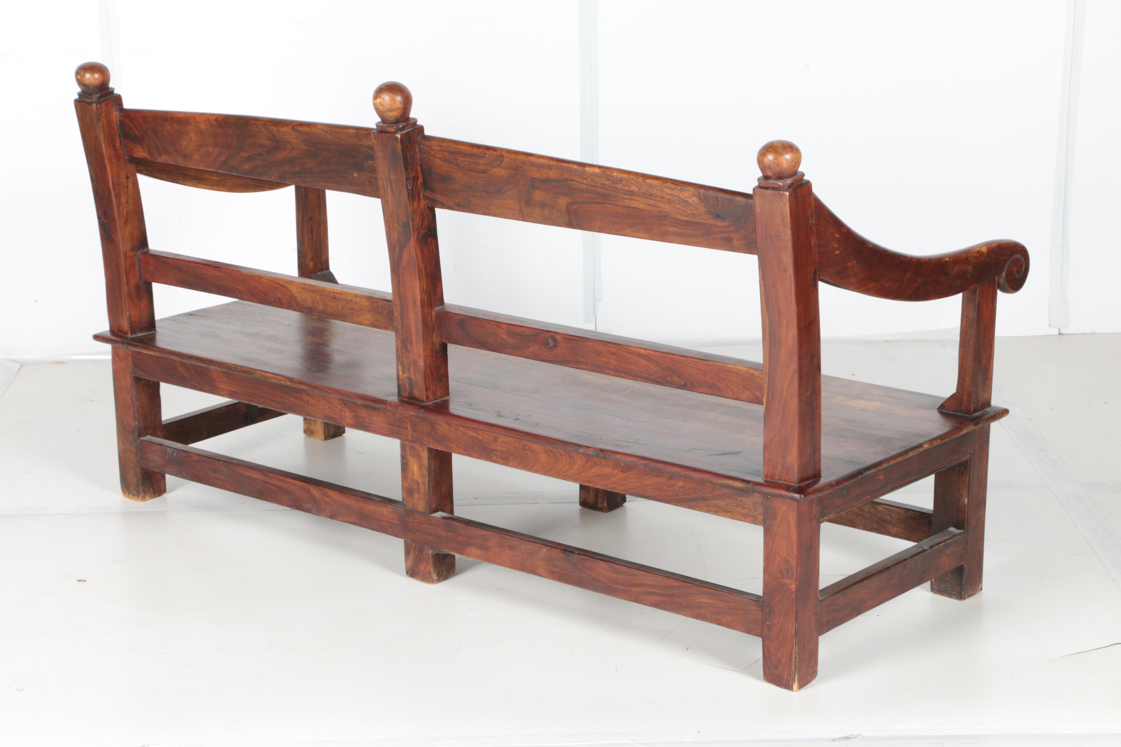 Vintage Chinoiserie Elm Bench