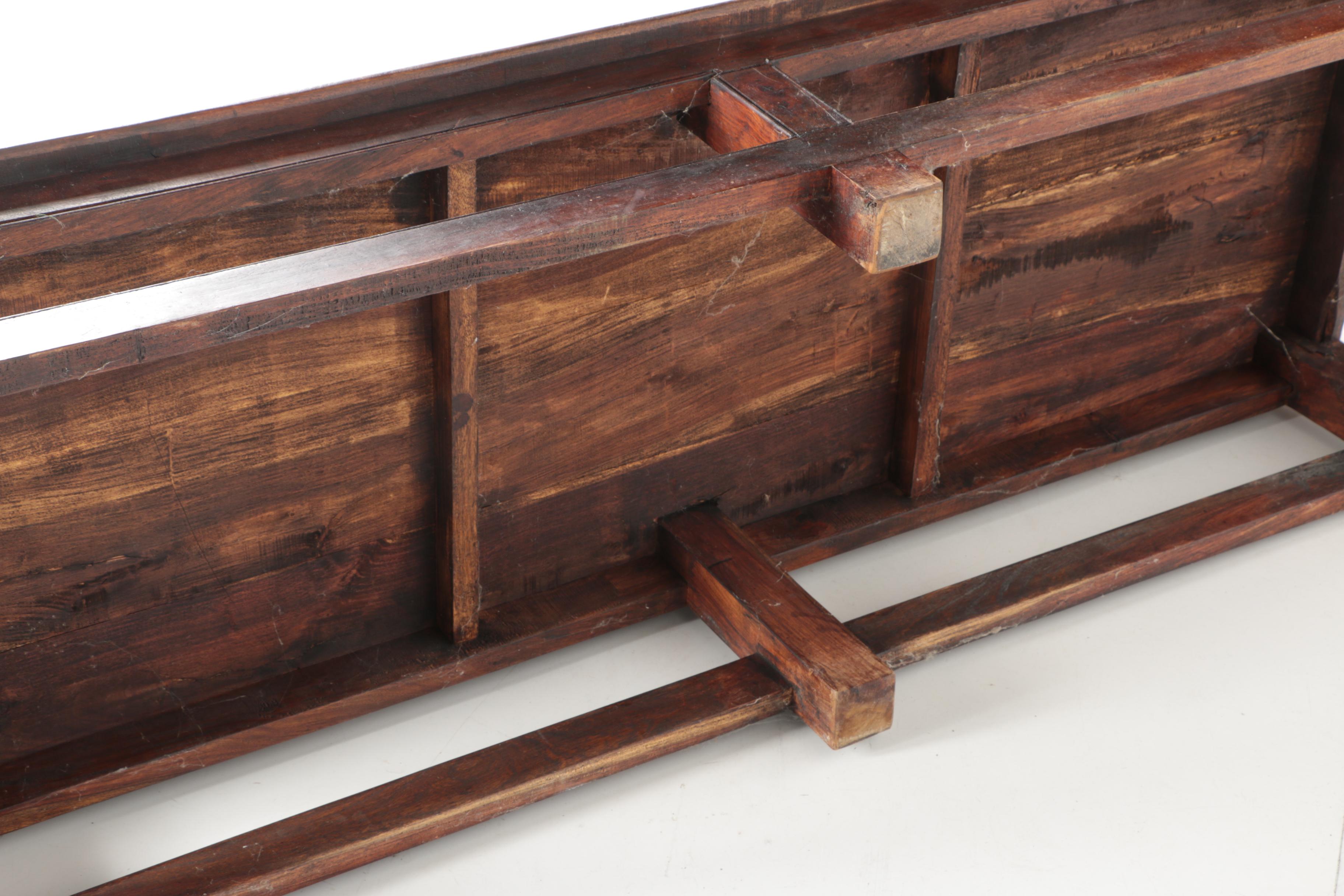 Vintage Chinoiserie Elm Bench