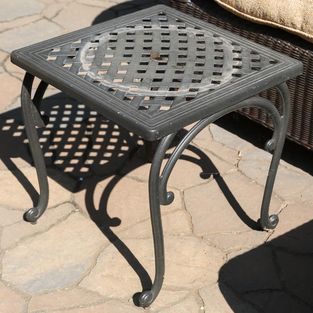 Outdoor Loveseat and Ottoman with Side Table