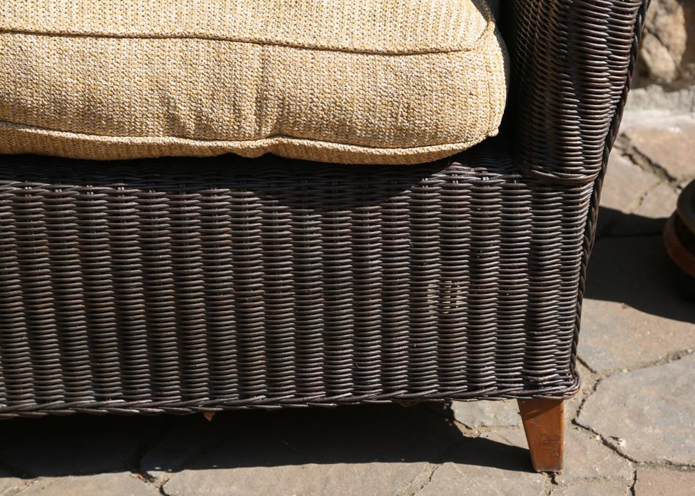 Outdoor Loveseat and Ottoman with Side Table