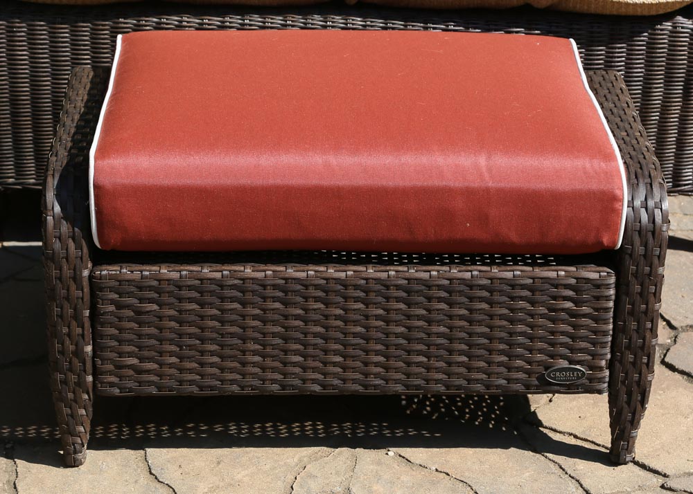 Outdoor Loveseat and Ottoman with Side Table