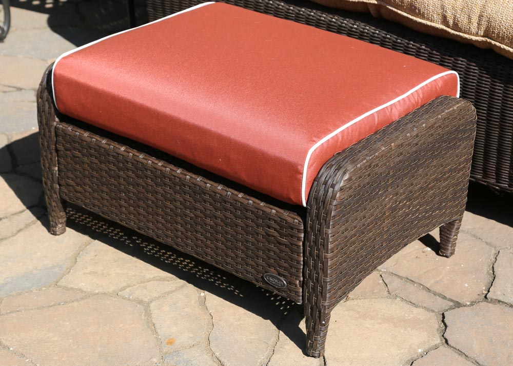 Outdoor Loveseat and Ottoman with Side Table