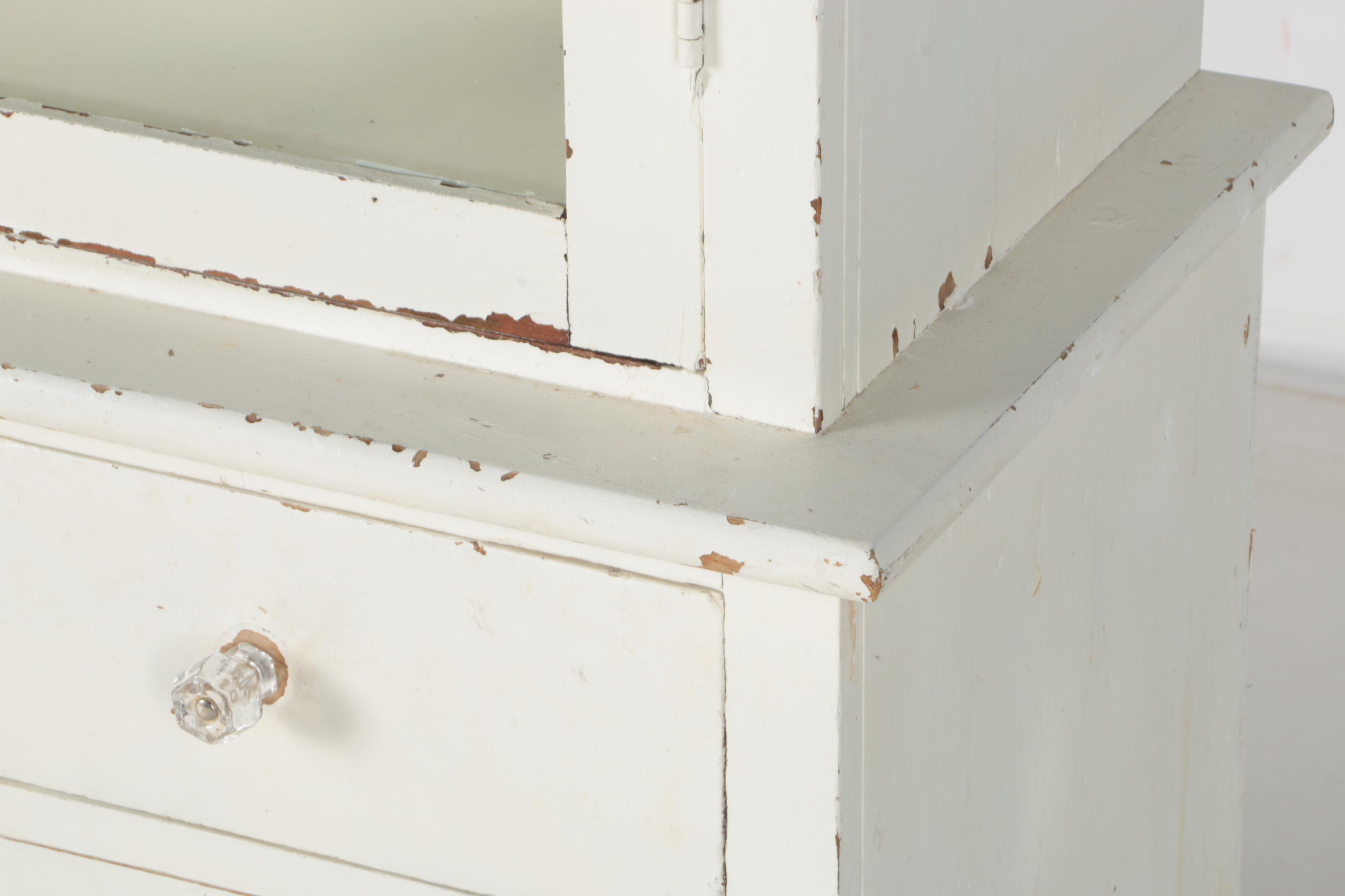 Vintage White China Cabinet