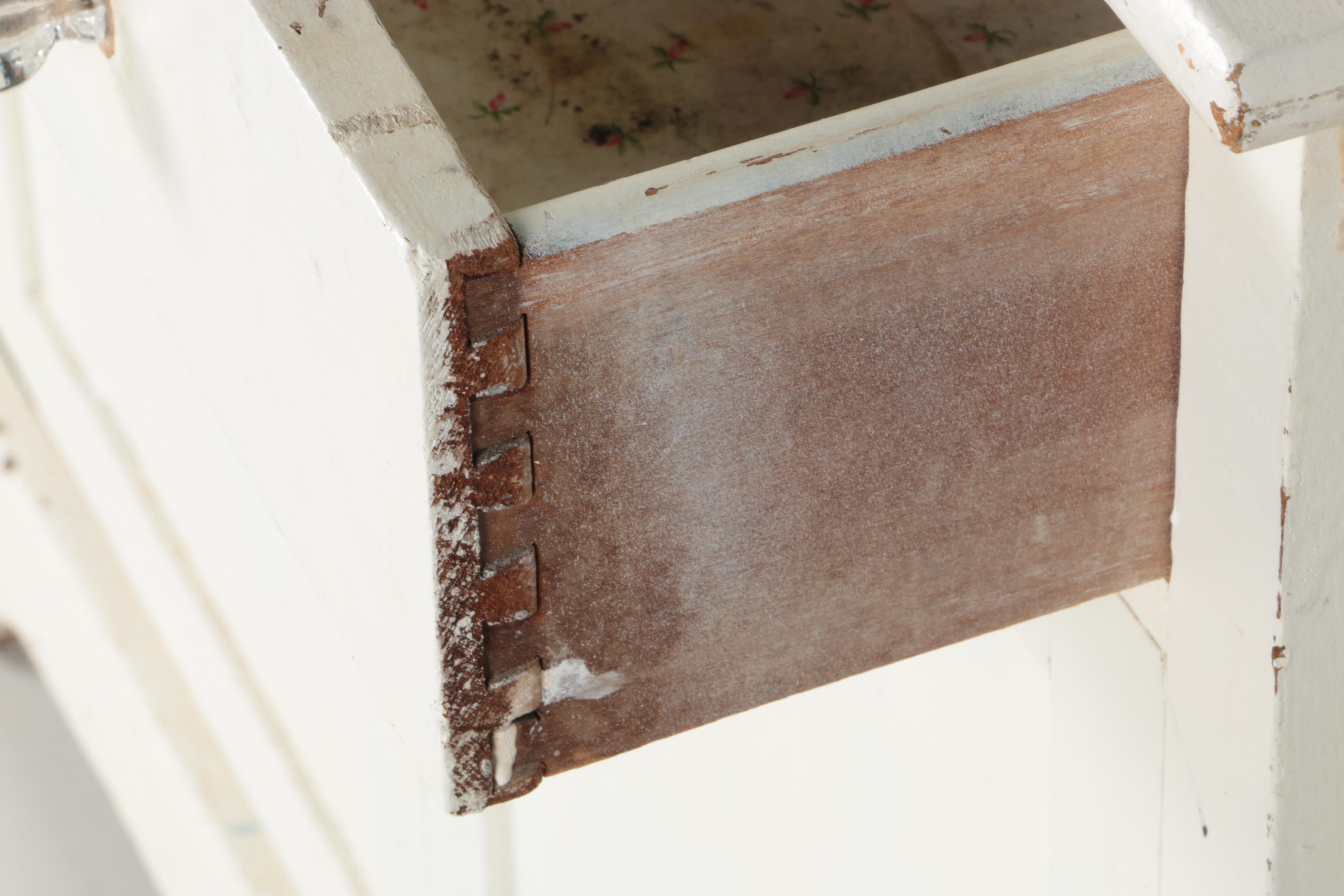 Vintage White China Cabinet