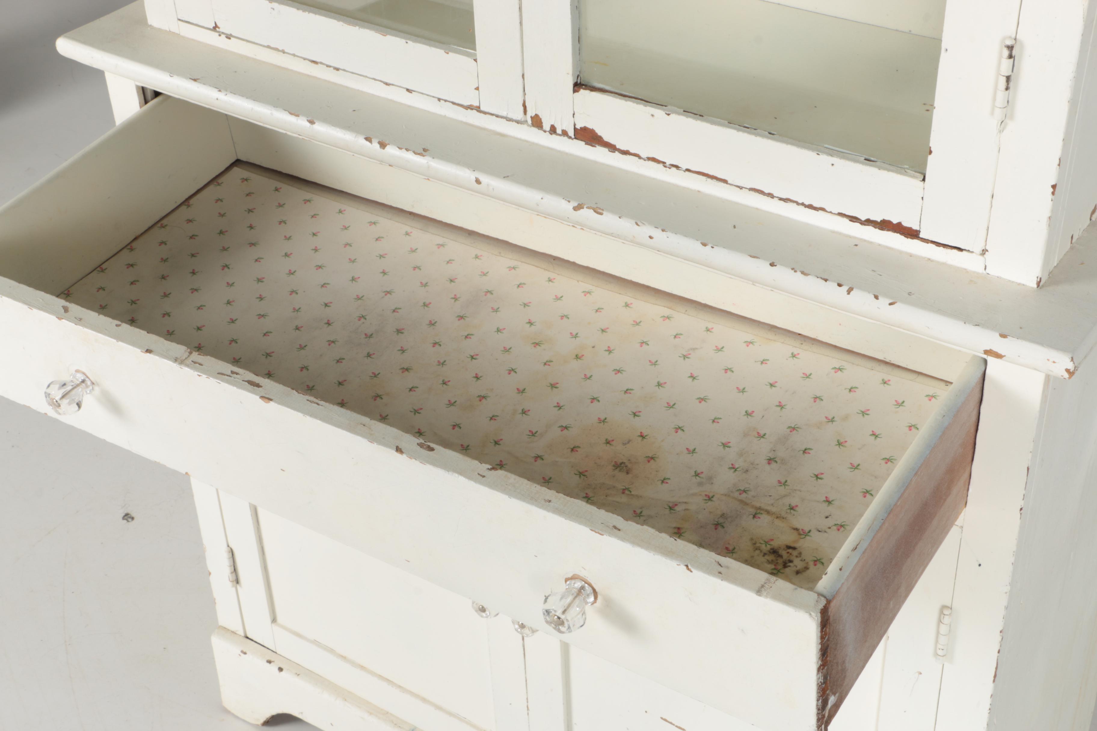 Vintage White China Cabinet