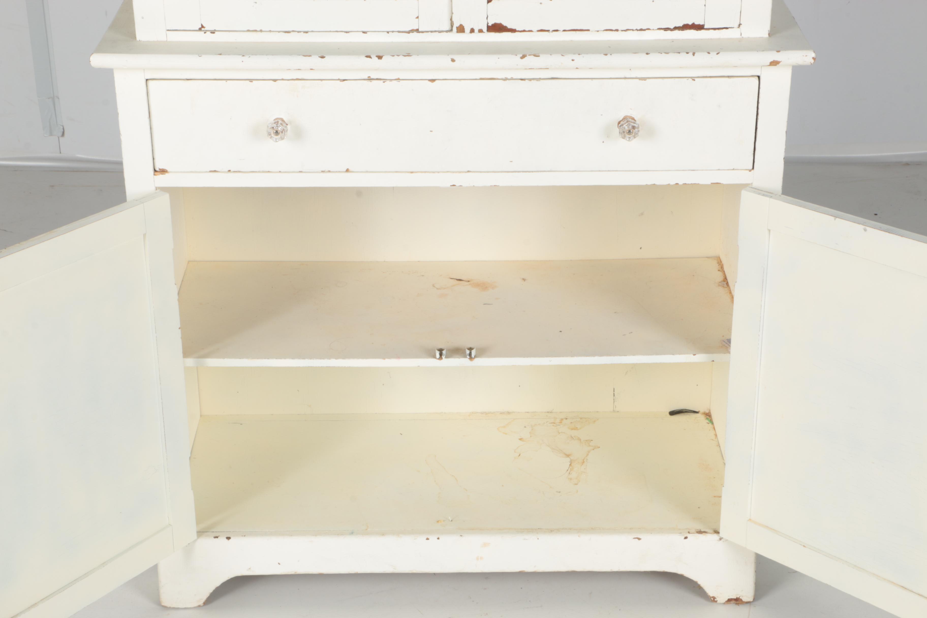 Vintage White China Cabinet