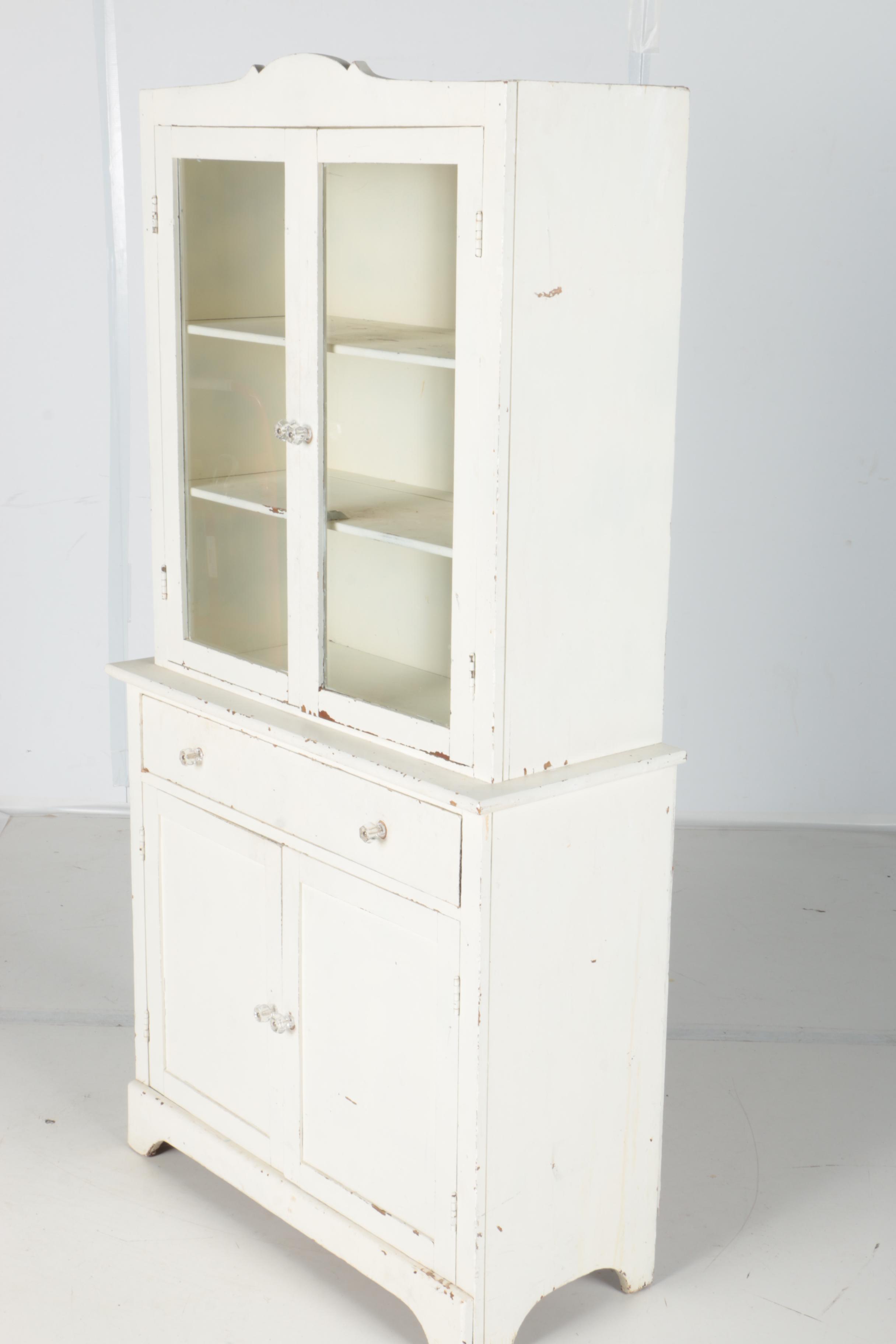 Vintage White China Cabinet