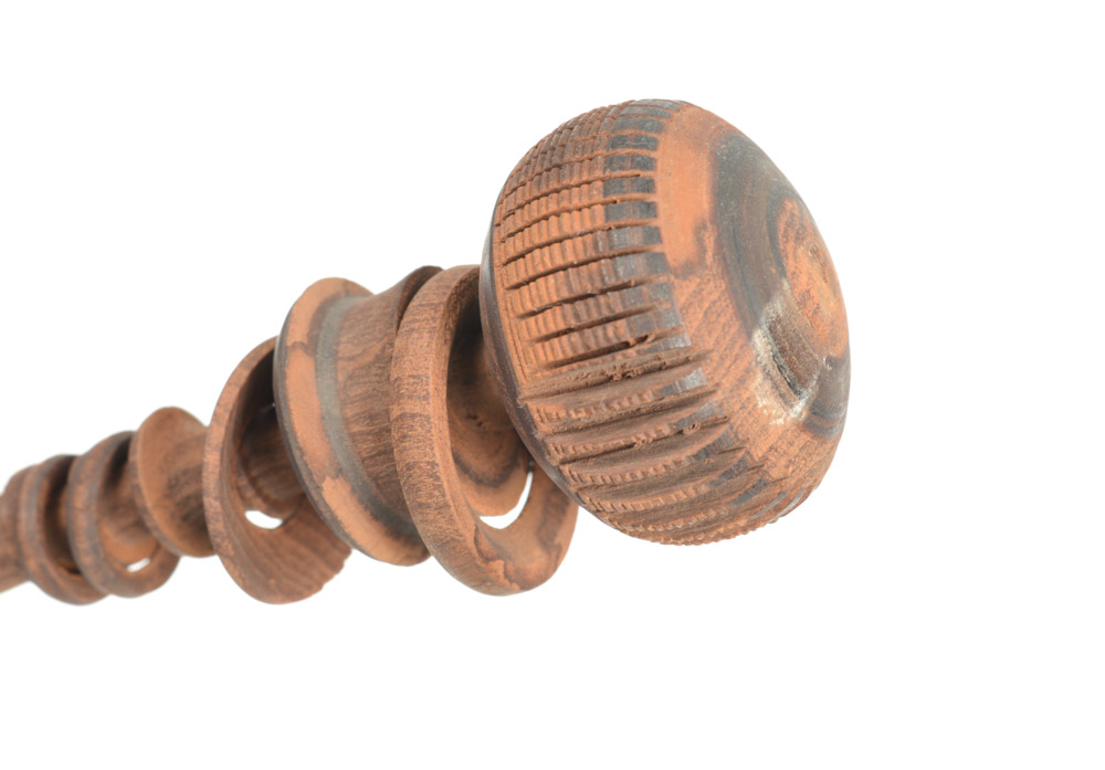 Antique Carved Wooden Molinillo and Chain