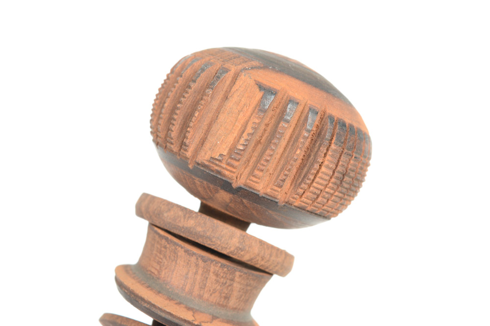 Antique Carved Wooden Molinillo and Chain