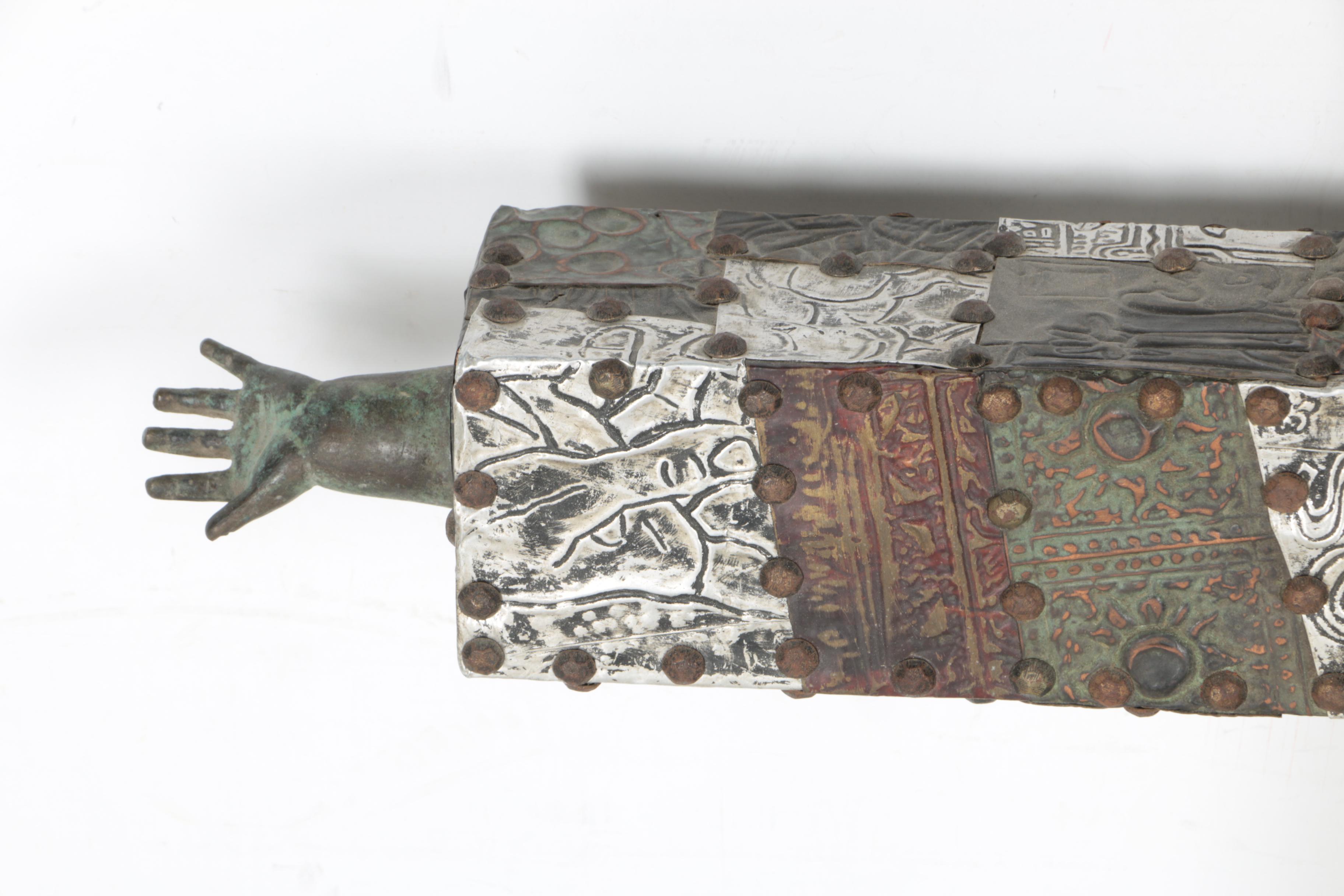 Wood and Metal Cross Sculpture