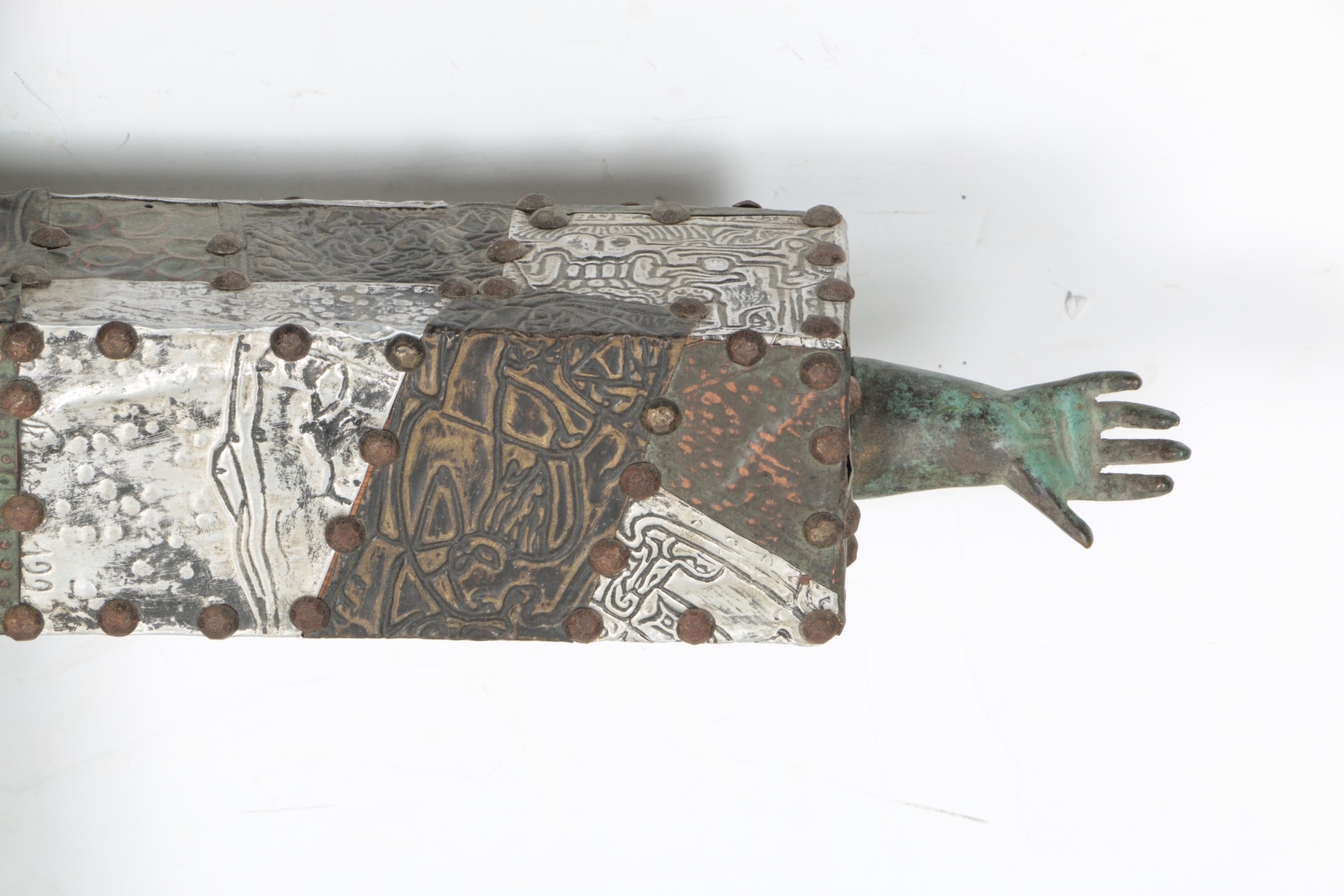 Wood and Metal Cross Sculpture