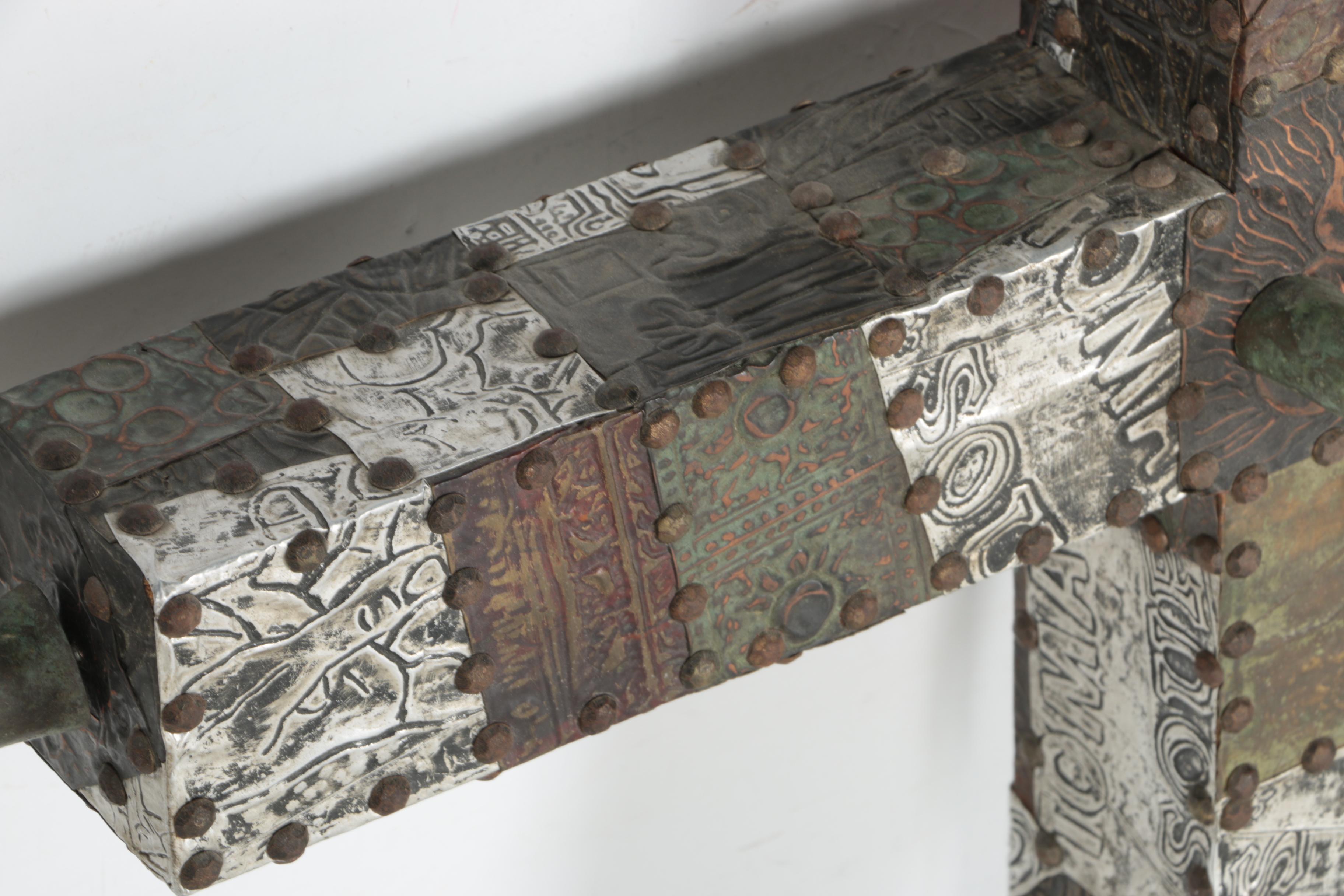 Wood and Metal Cross Sculpture