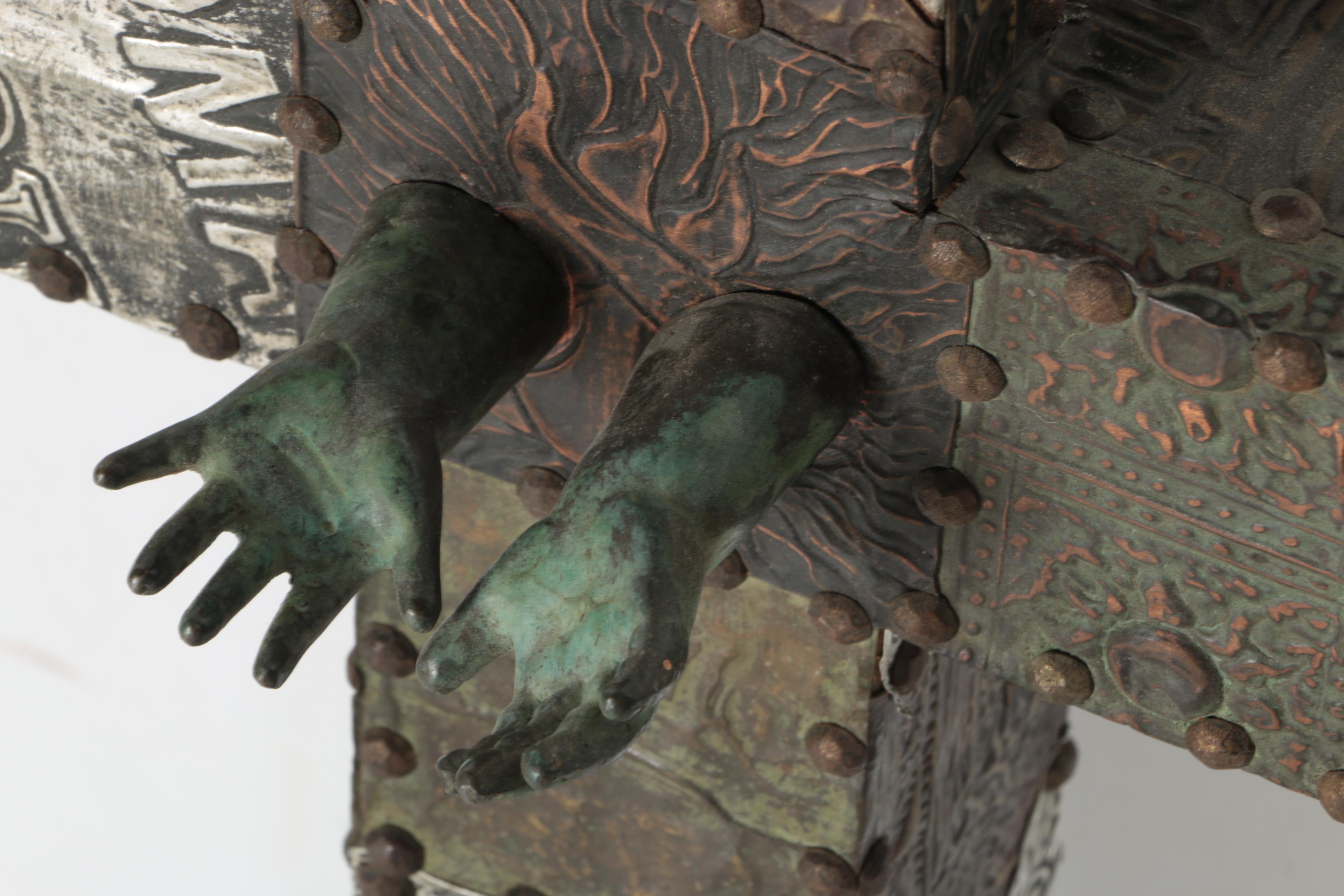 Wood and Metal Cross Sculpture