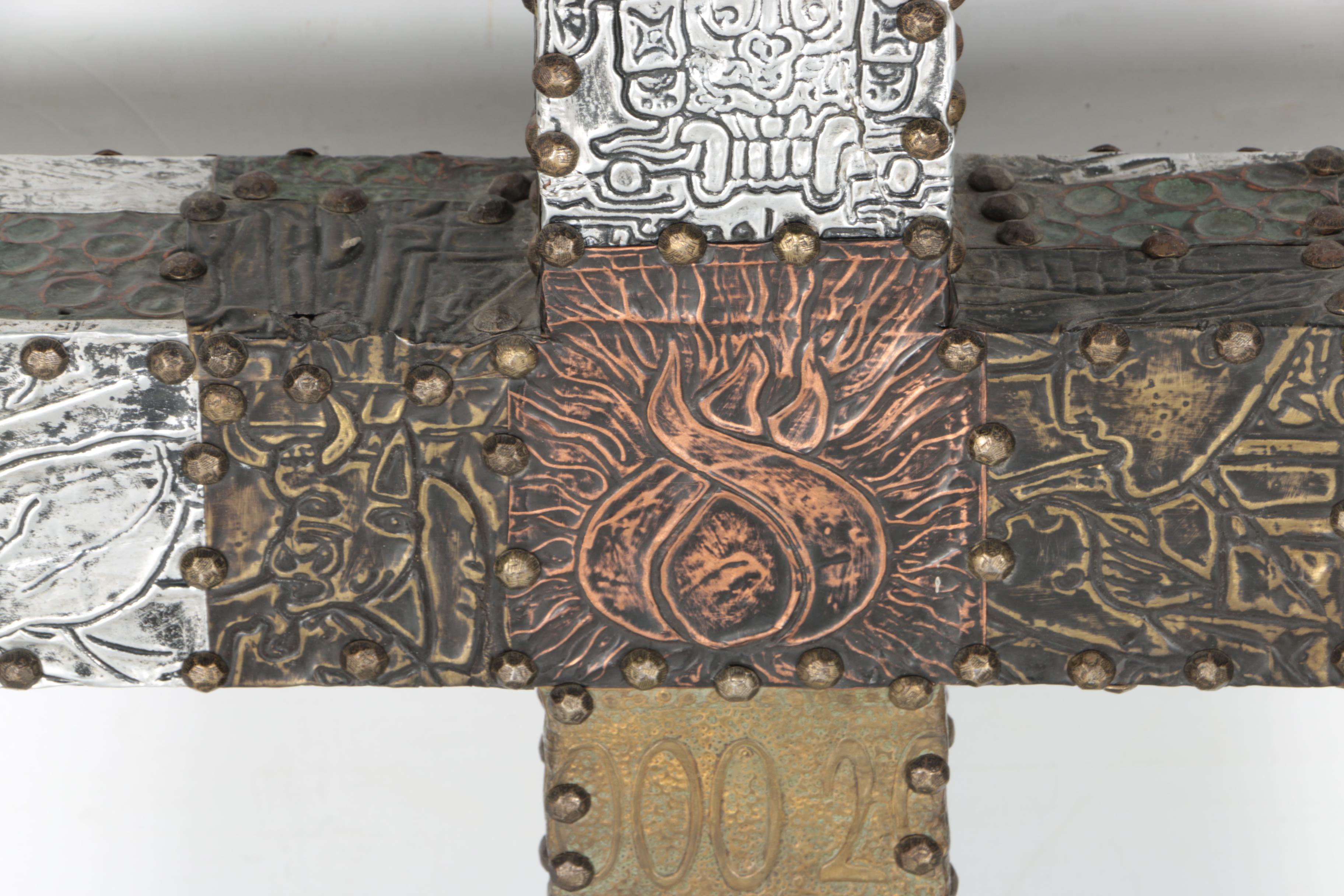 Wood and Metal Cross Sculpture