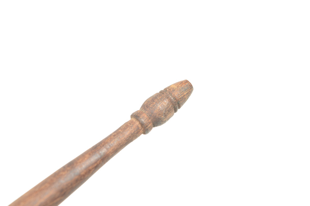 Antique Carved Wooden Molinillo and Chain